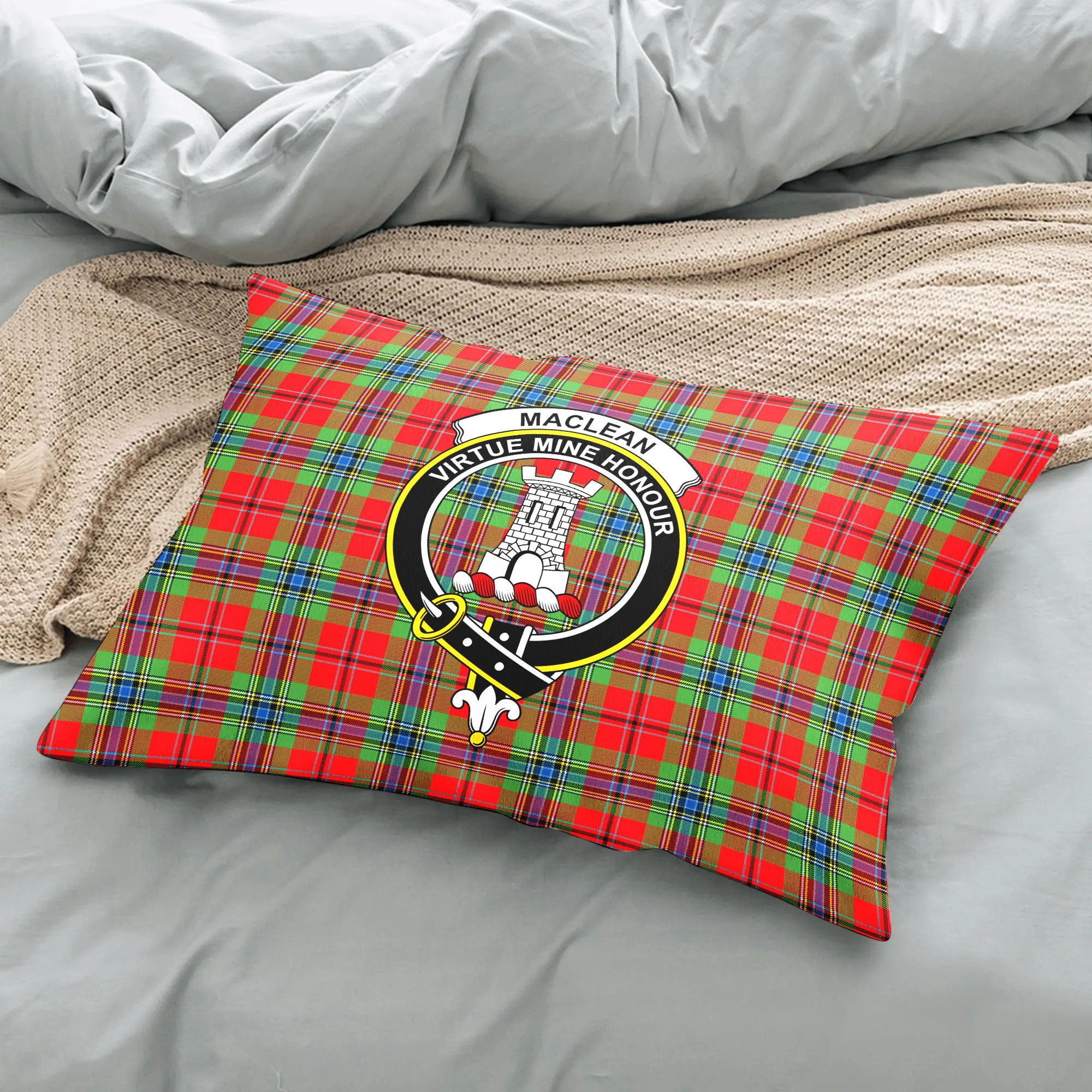 MacLean of Duart Modern Tartan Crest Pillow Cover