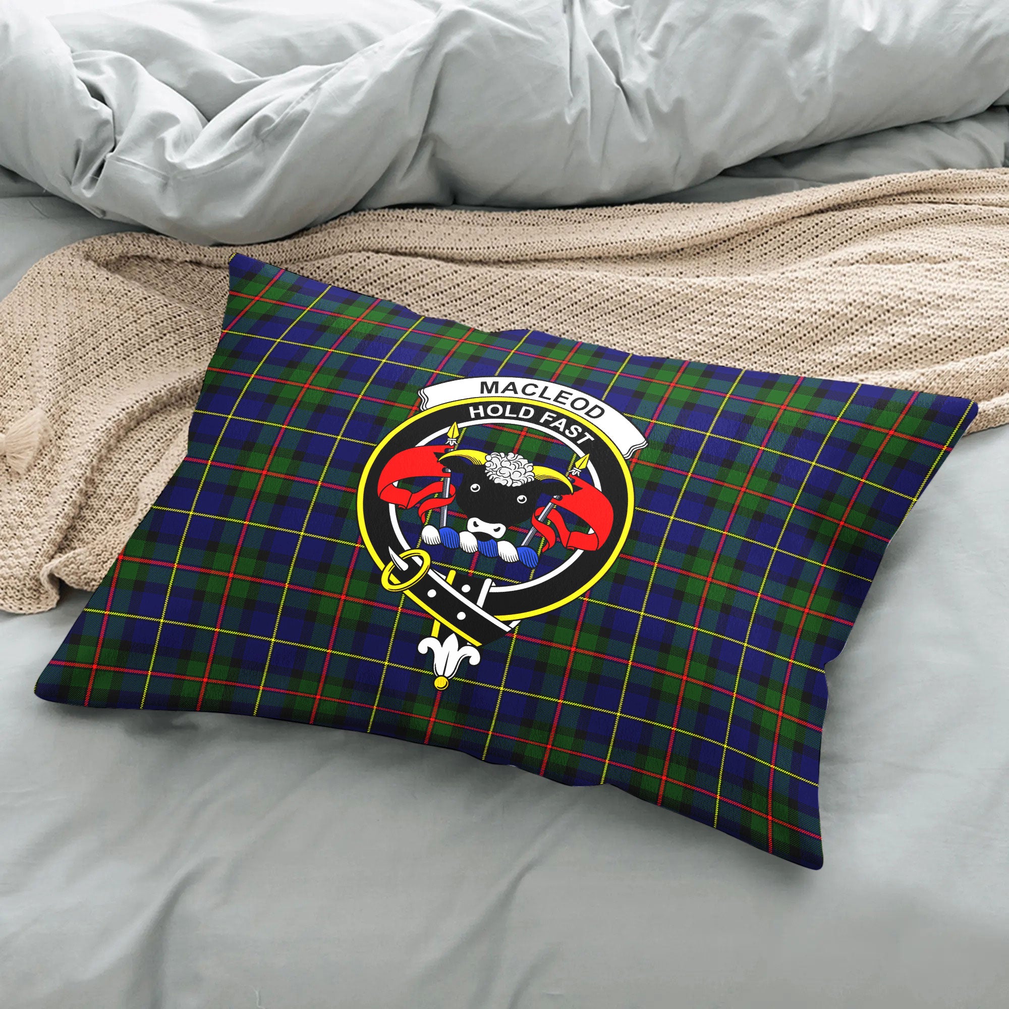 MacLeod of Harris Modern Tartan Crest Pillow Cover