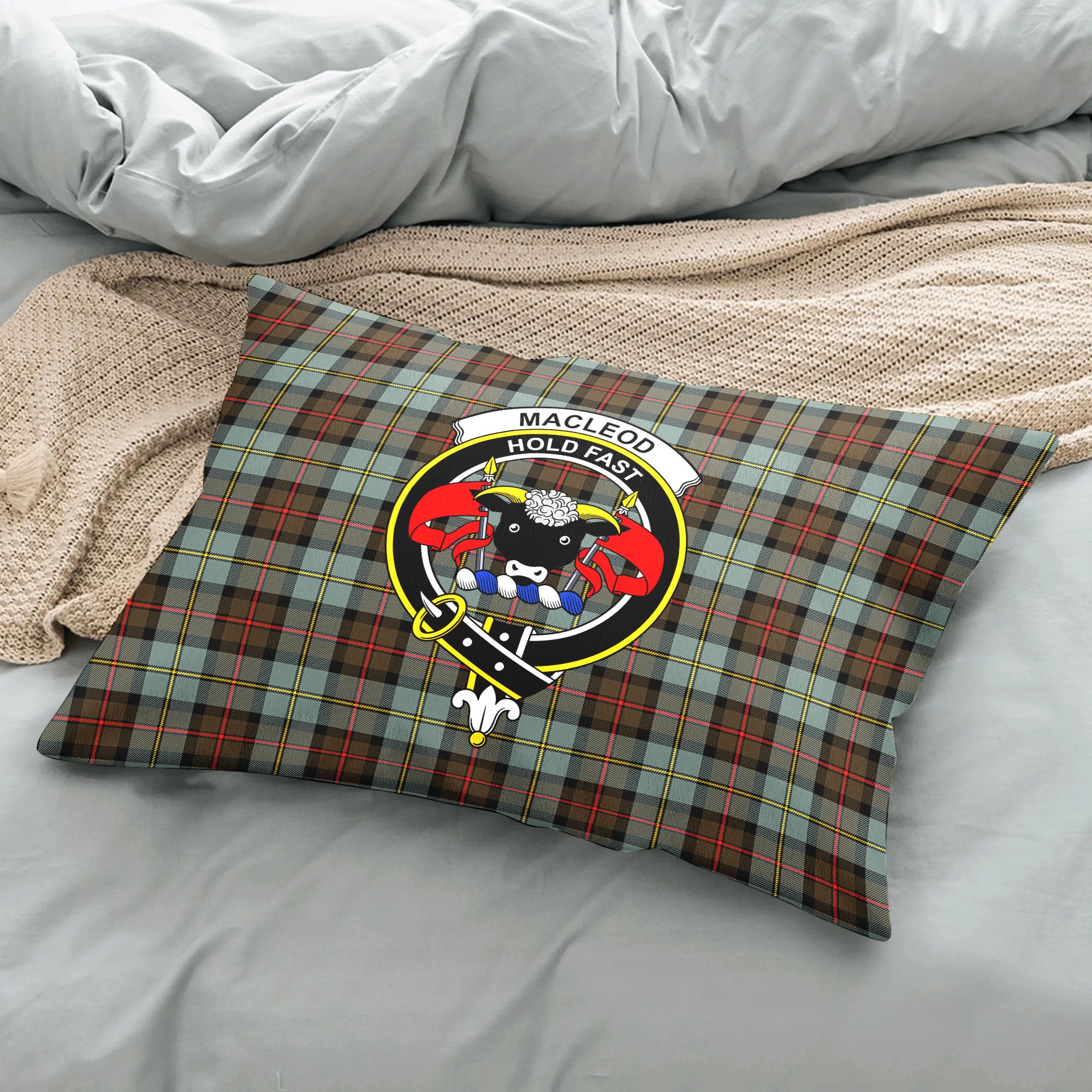 MacLeod of Harris Weathered Tartan Crest Pillow Cover