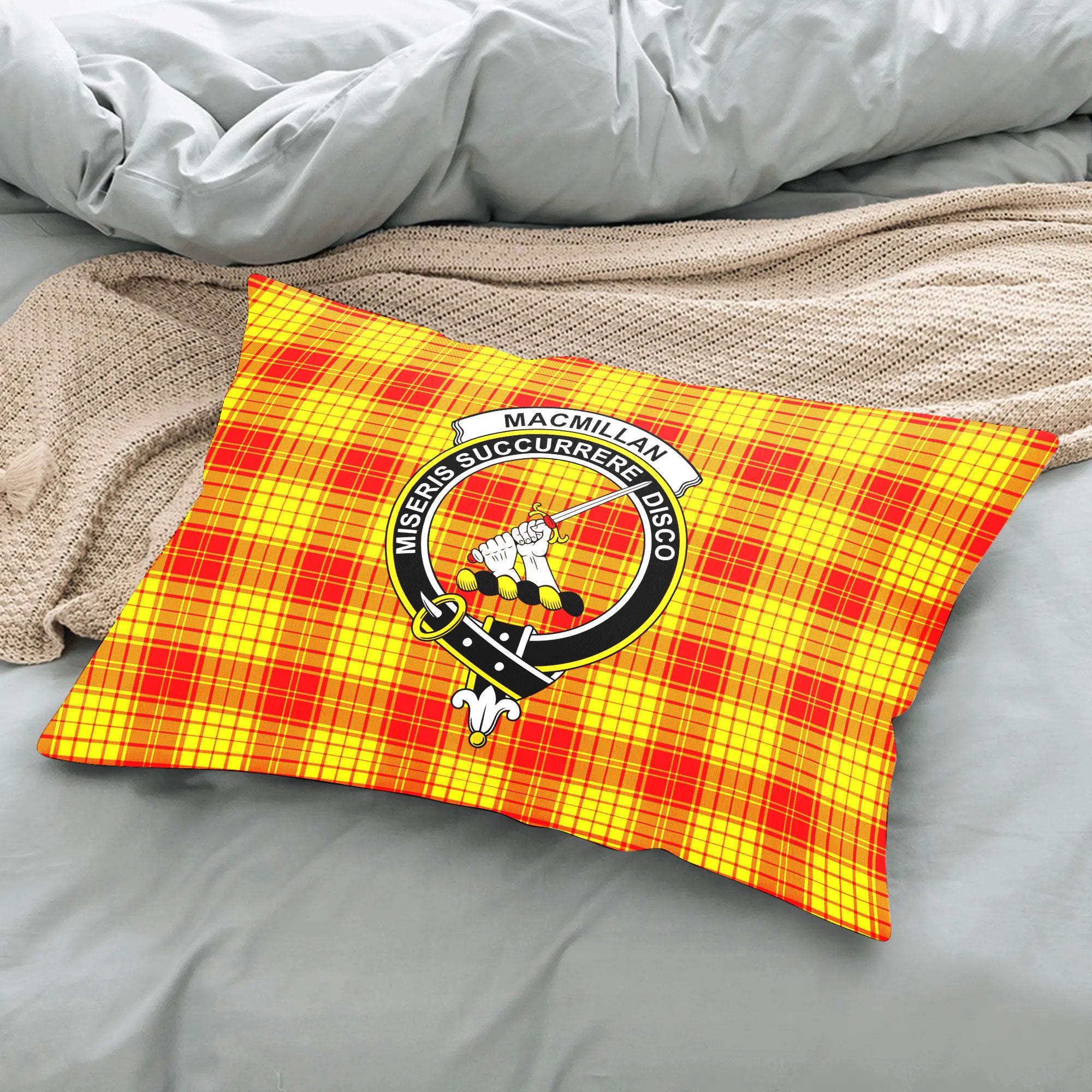 MacMillan Clan Tartan Crest Pillow Cover