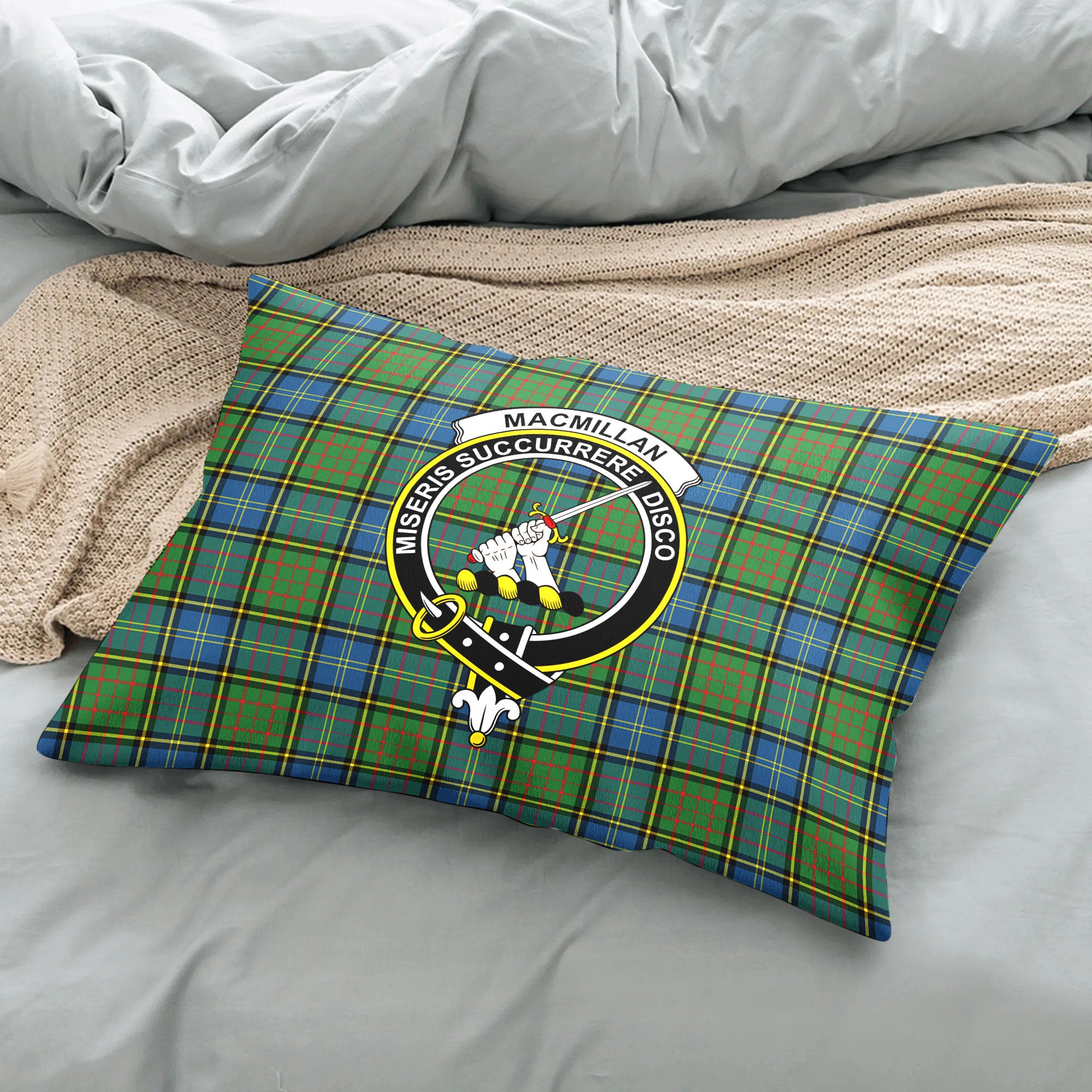 MacMillan Hunting Ancient Tartan Crest Pillow Cover