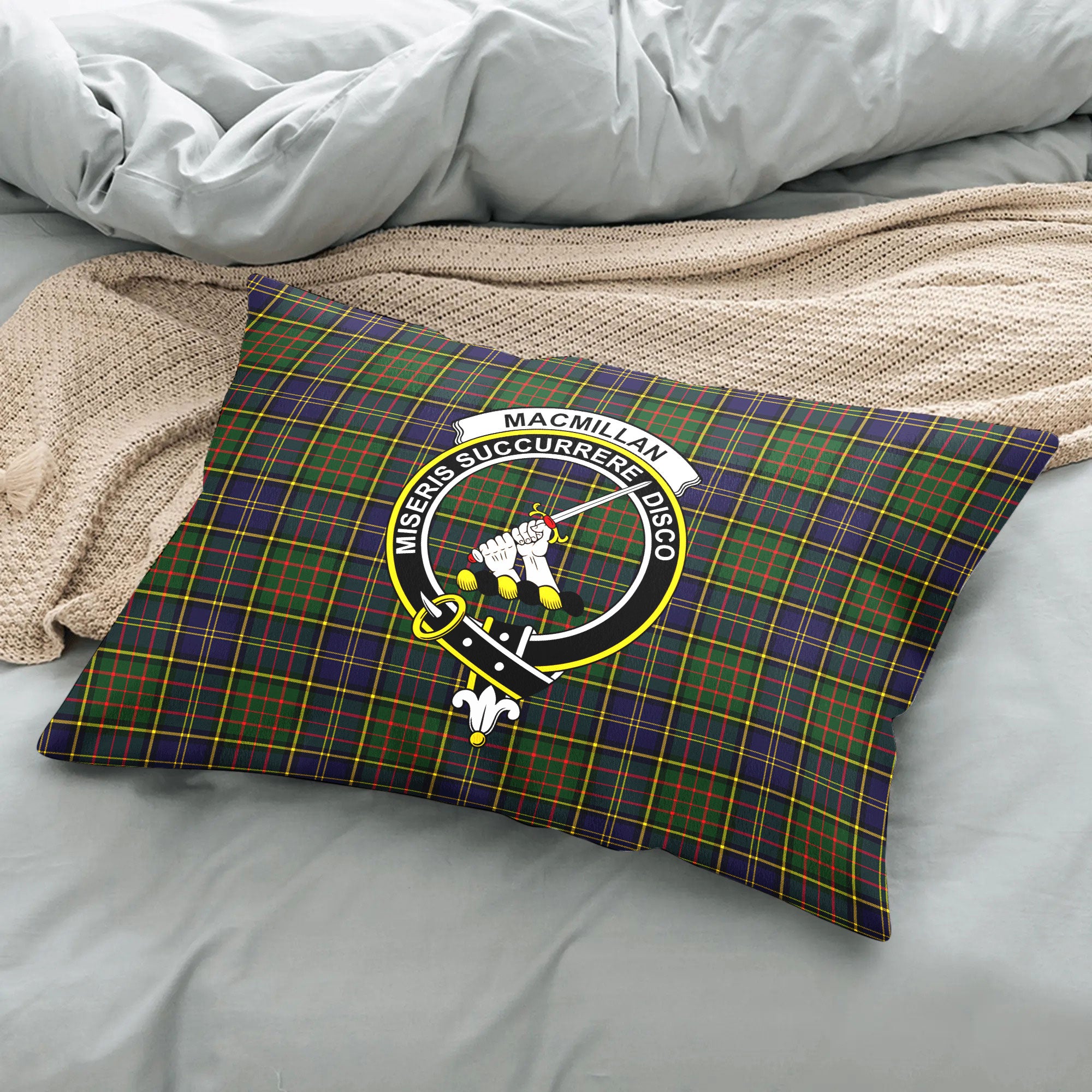 MacMillan Hunting Modern Tartan Crest Pillow Cover