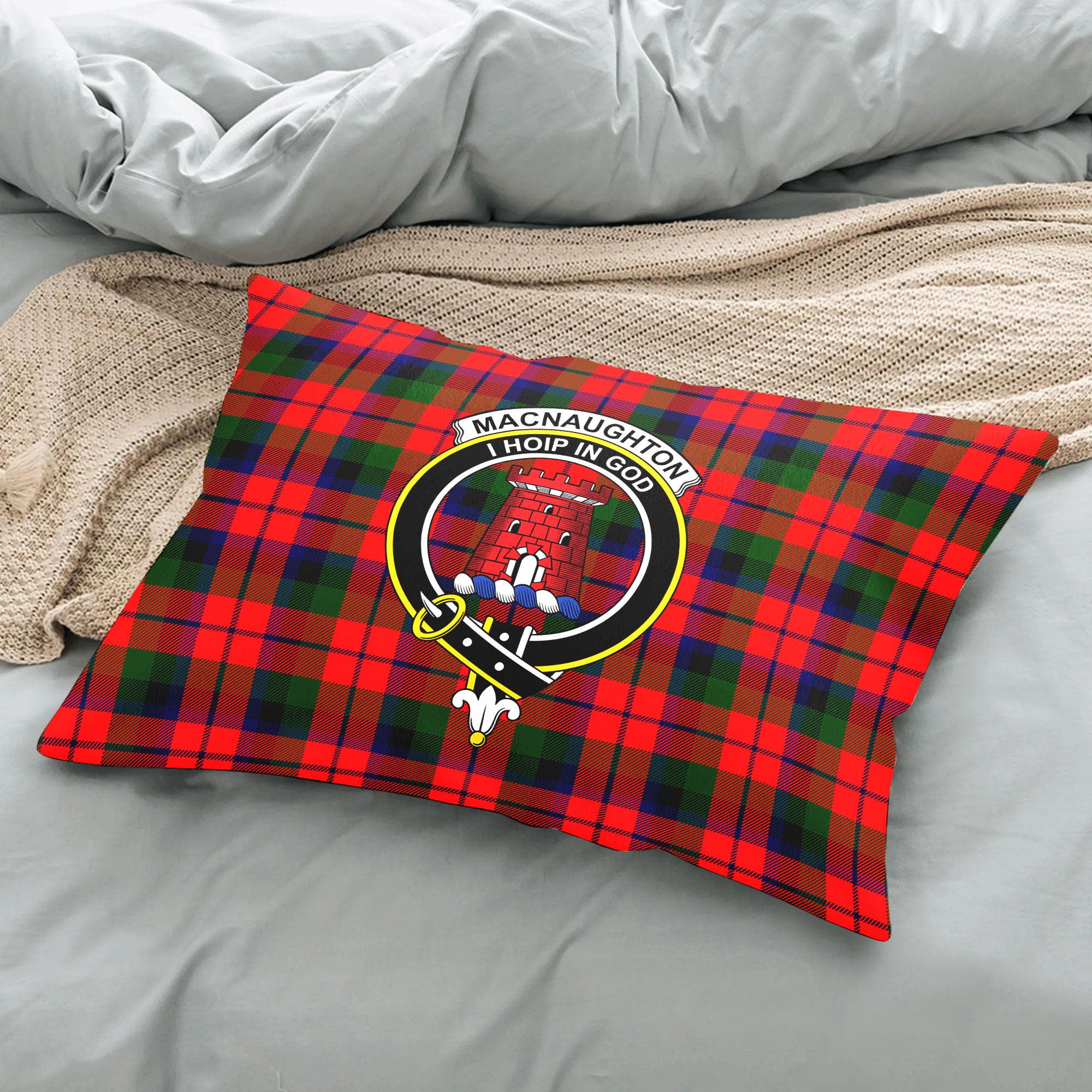 MacNaughton Modern Tartan Crest Pillow Cover