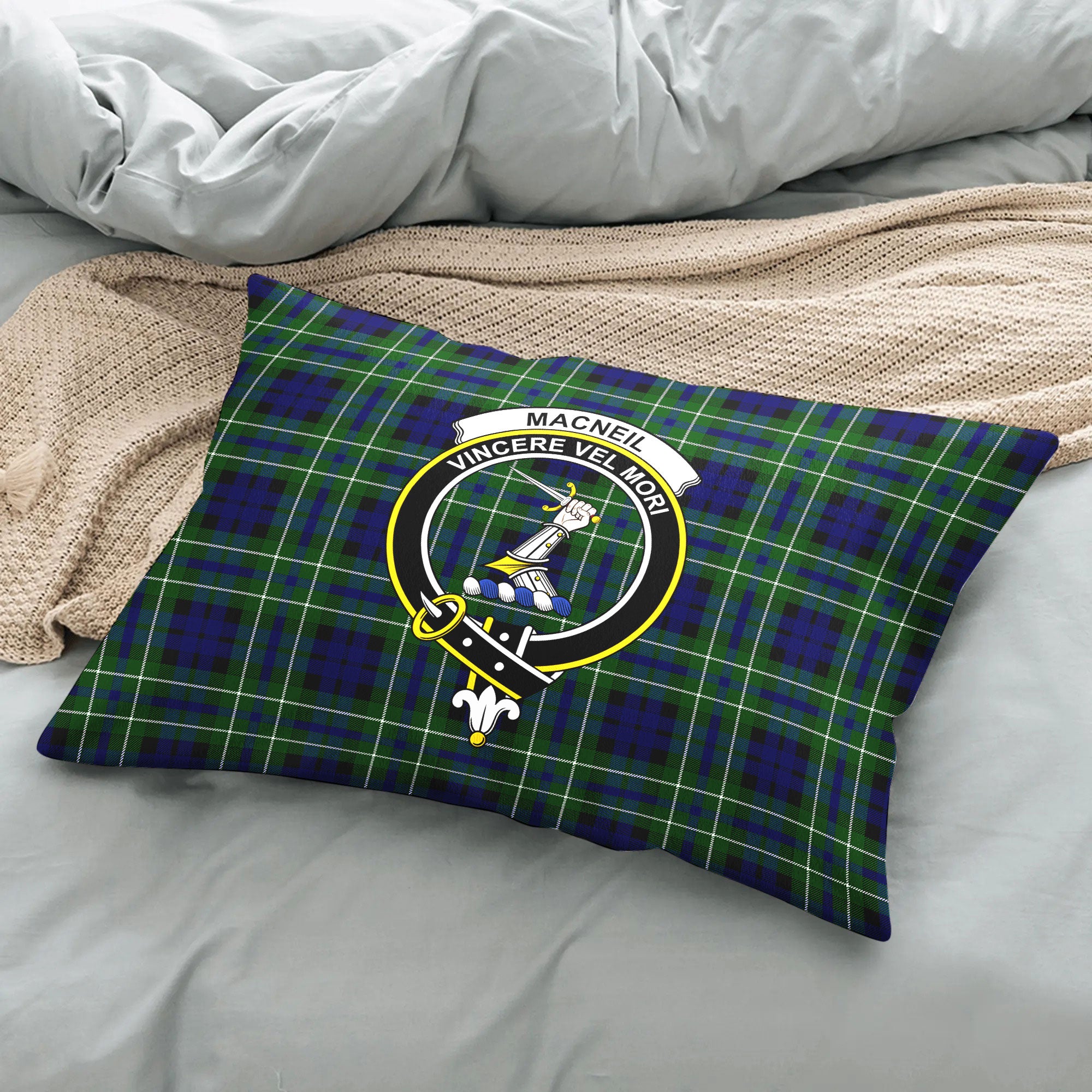 MacNeil of Colonsay Modern Tartan Crest Pillow Cover