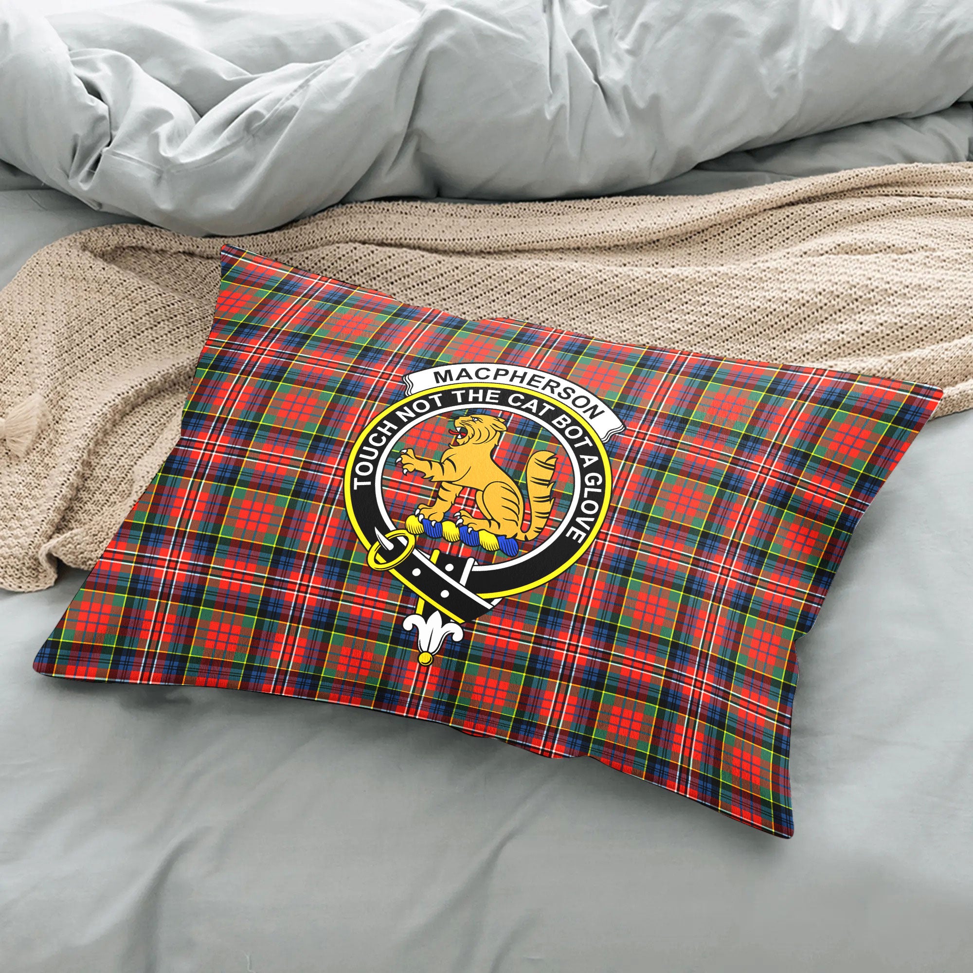 MacPherson Ancient Tartan Crest Pillow Cover