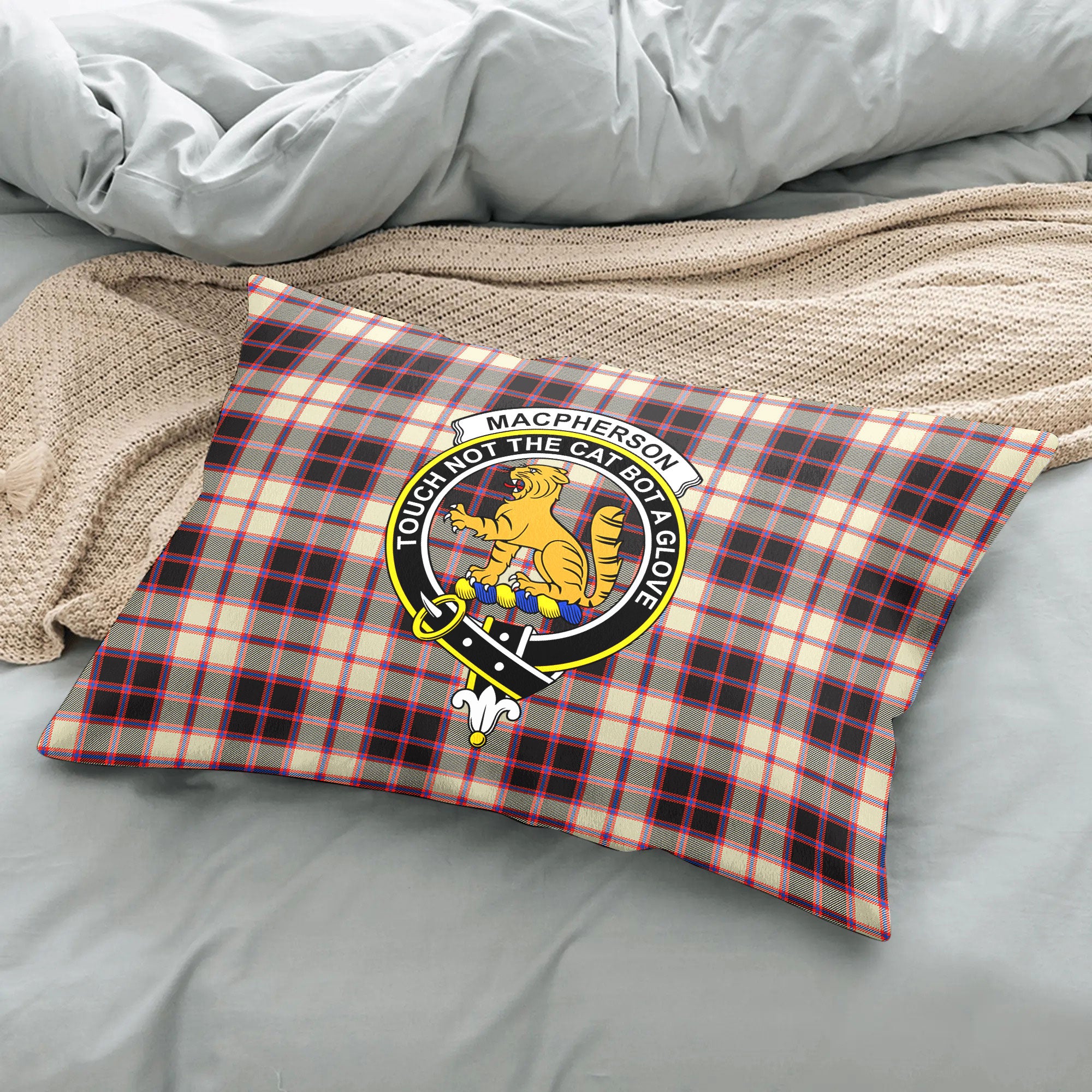 MacPherson Hunting Ancient Tartan Crest Pillow Cover