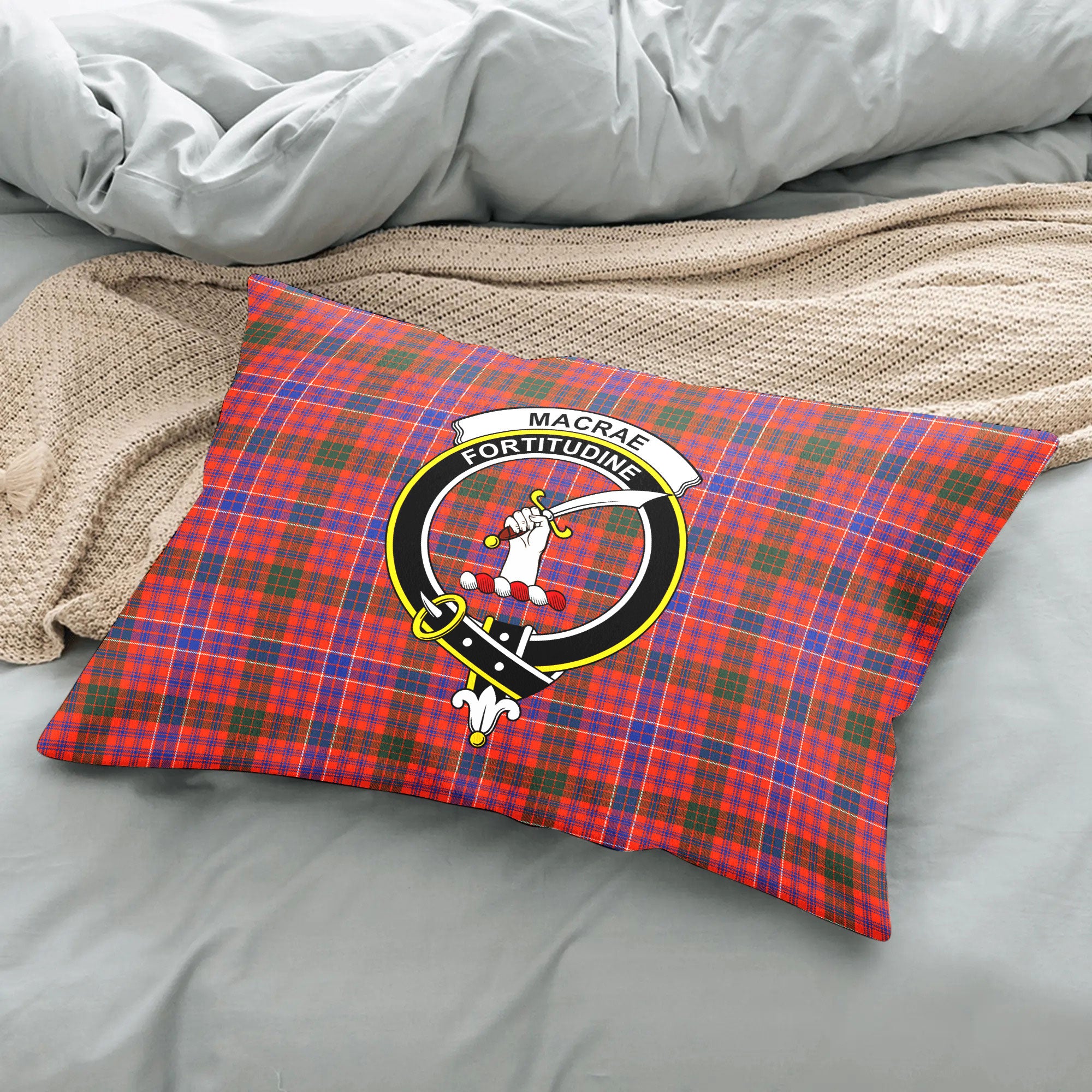 MacRae Ancient Tartan Crest Pillow Cover