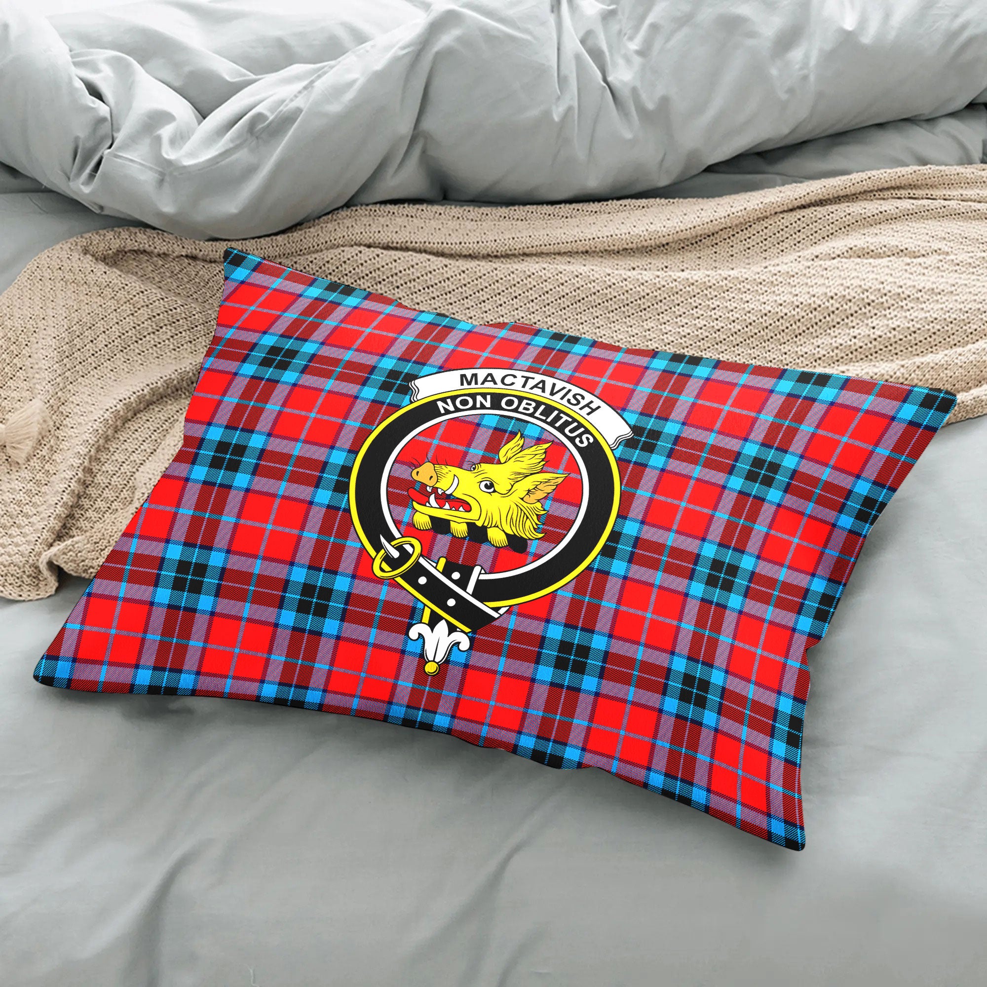 MacTavish Modern Tartan Crest Pillow Cover