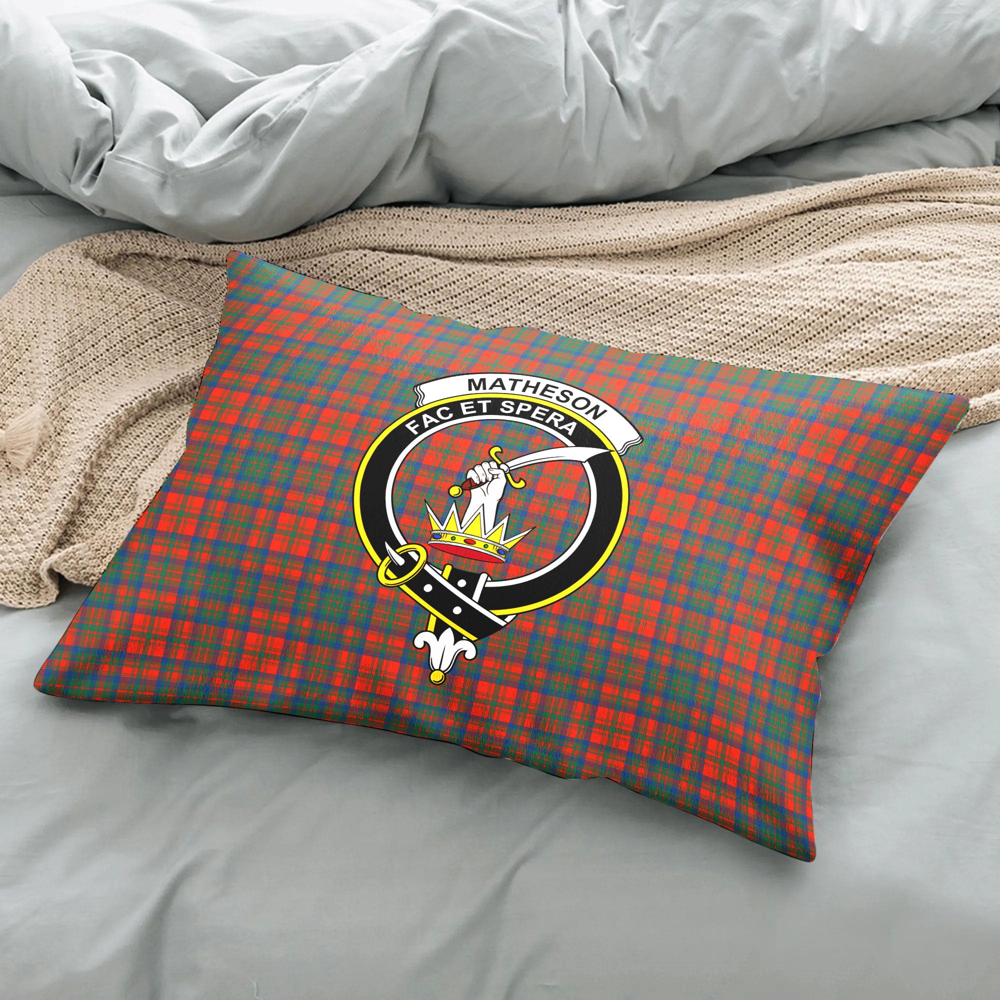 Matheson Ancient Tartan Crest Pillow Cover