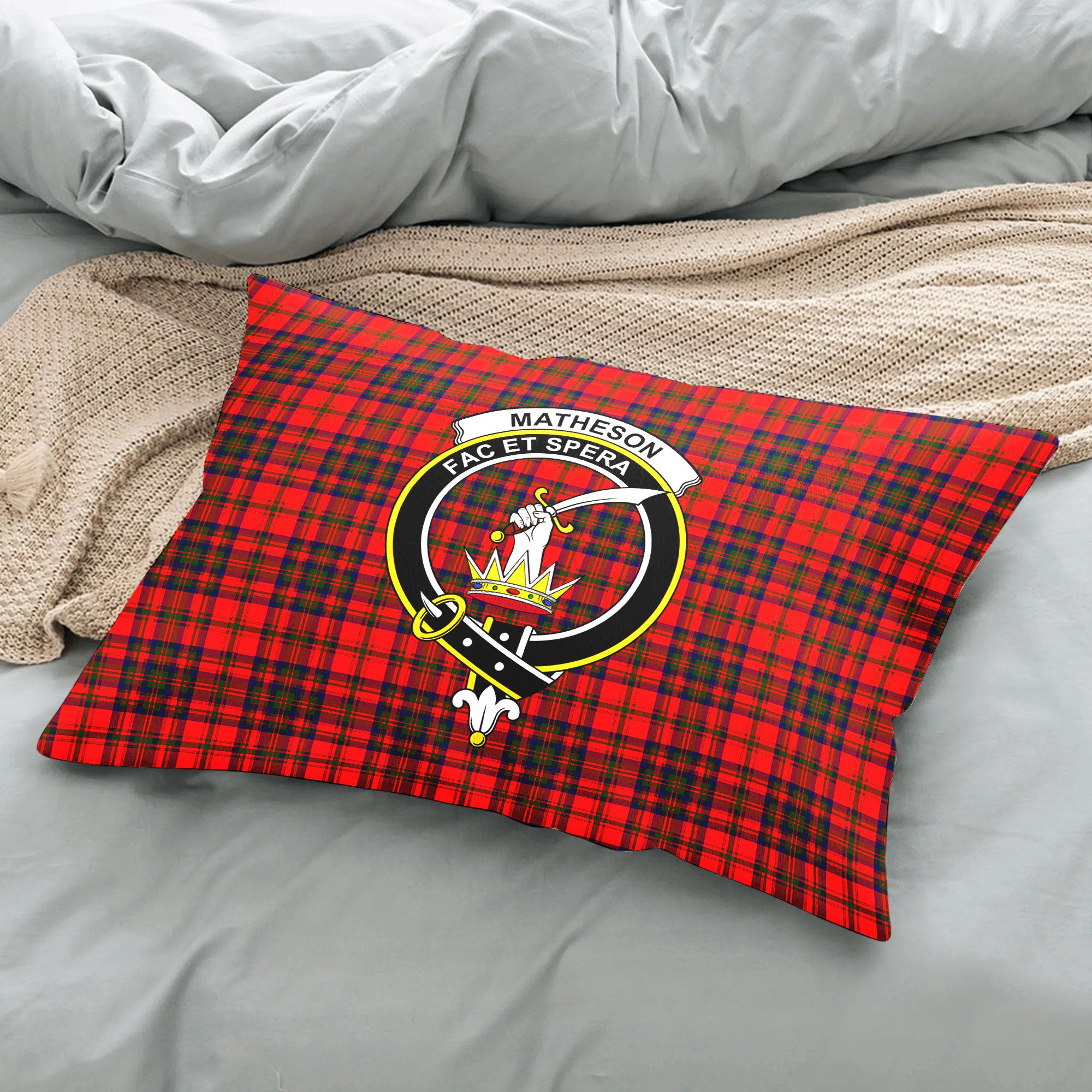 Matheson Modern Tartan Crest Pillow Cover