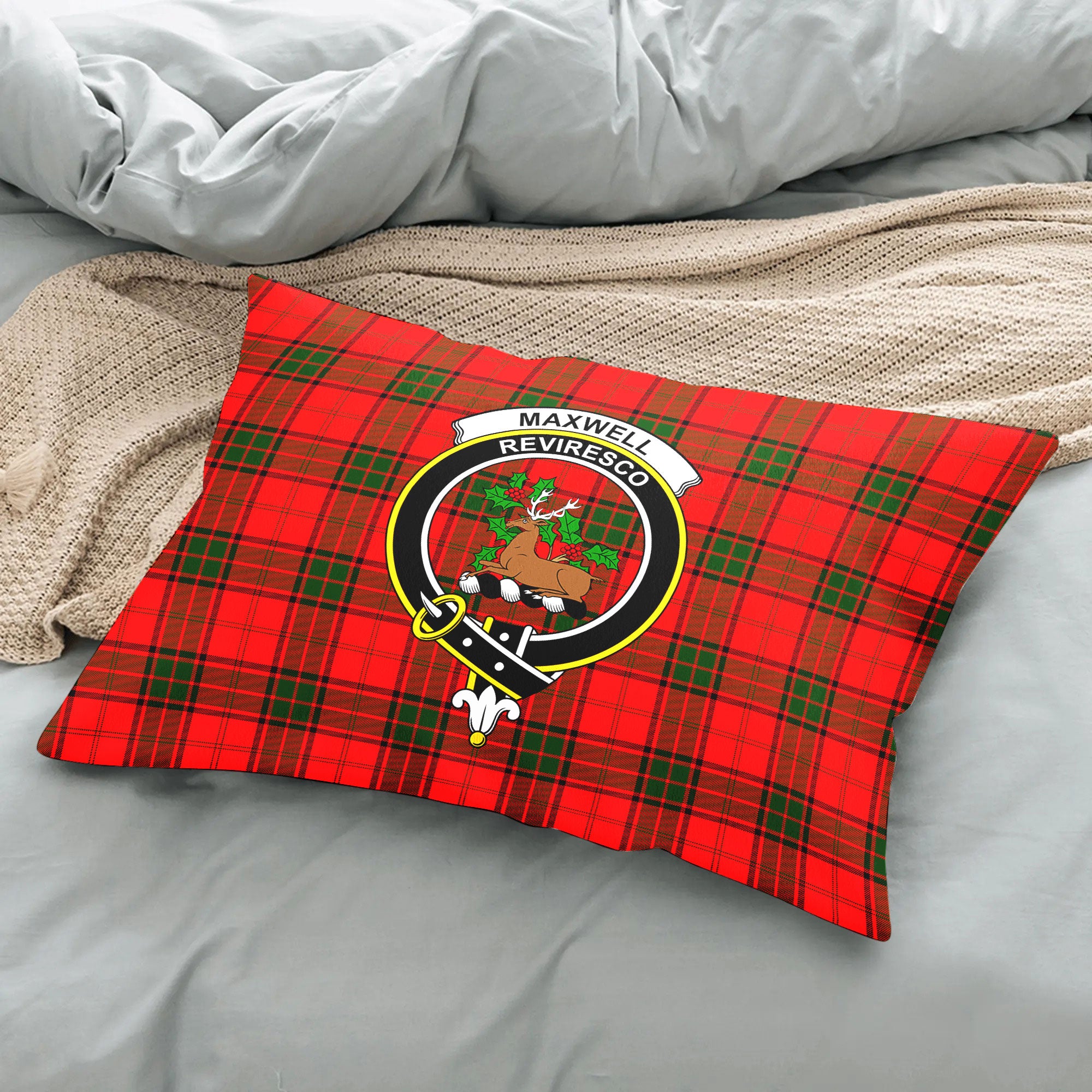 Maxwell Modern Tartan Crest Pillow Cover