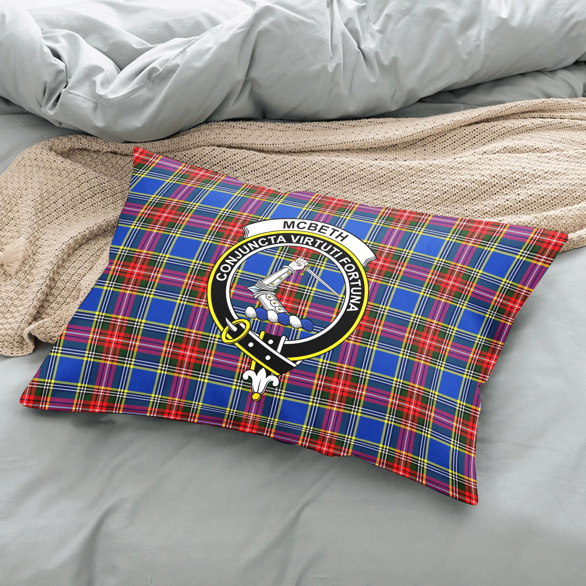 McBeth Modern Tartan Crest Pillow Cover