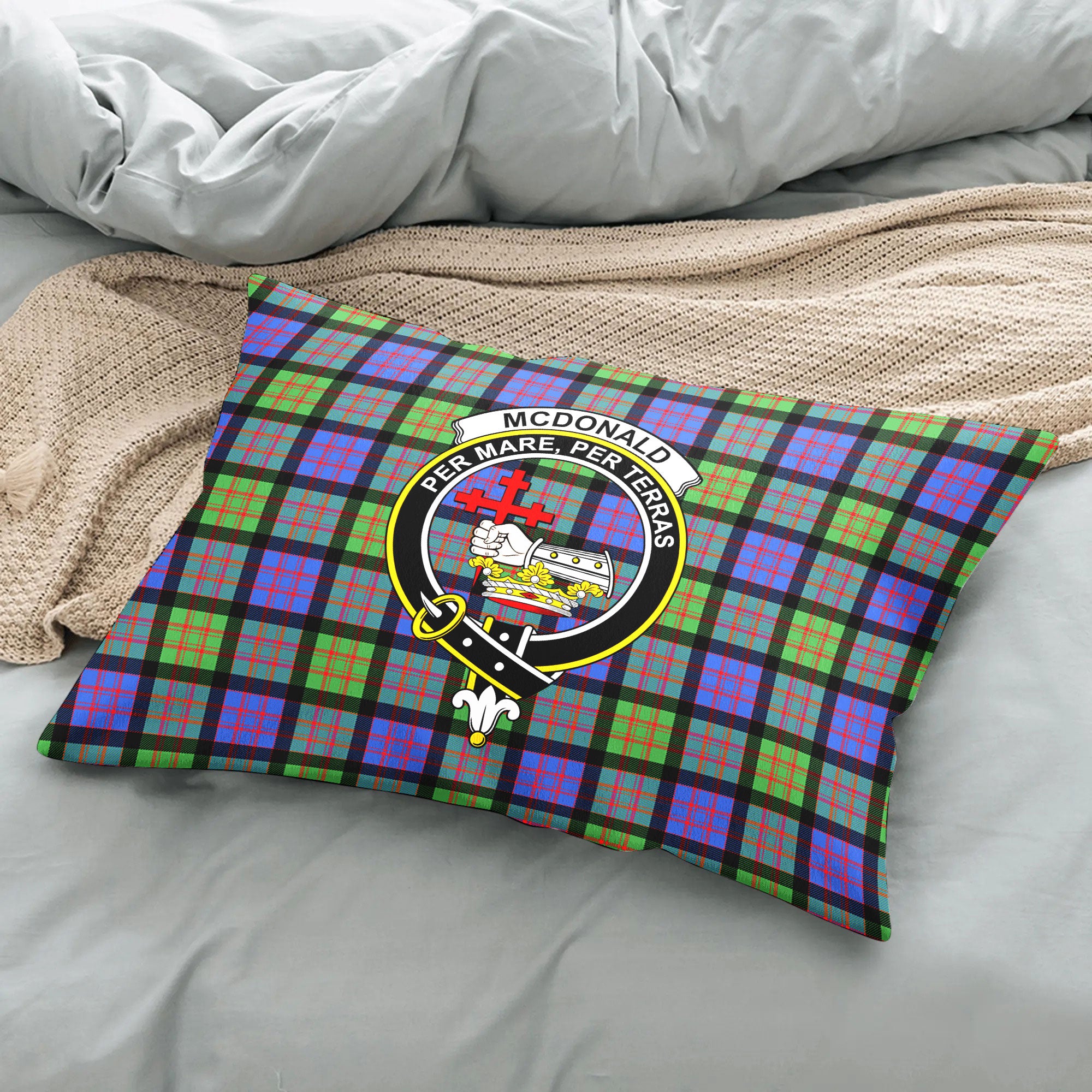 McDonald Ancient Tartan Crest Pillow Cover