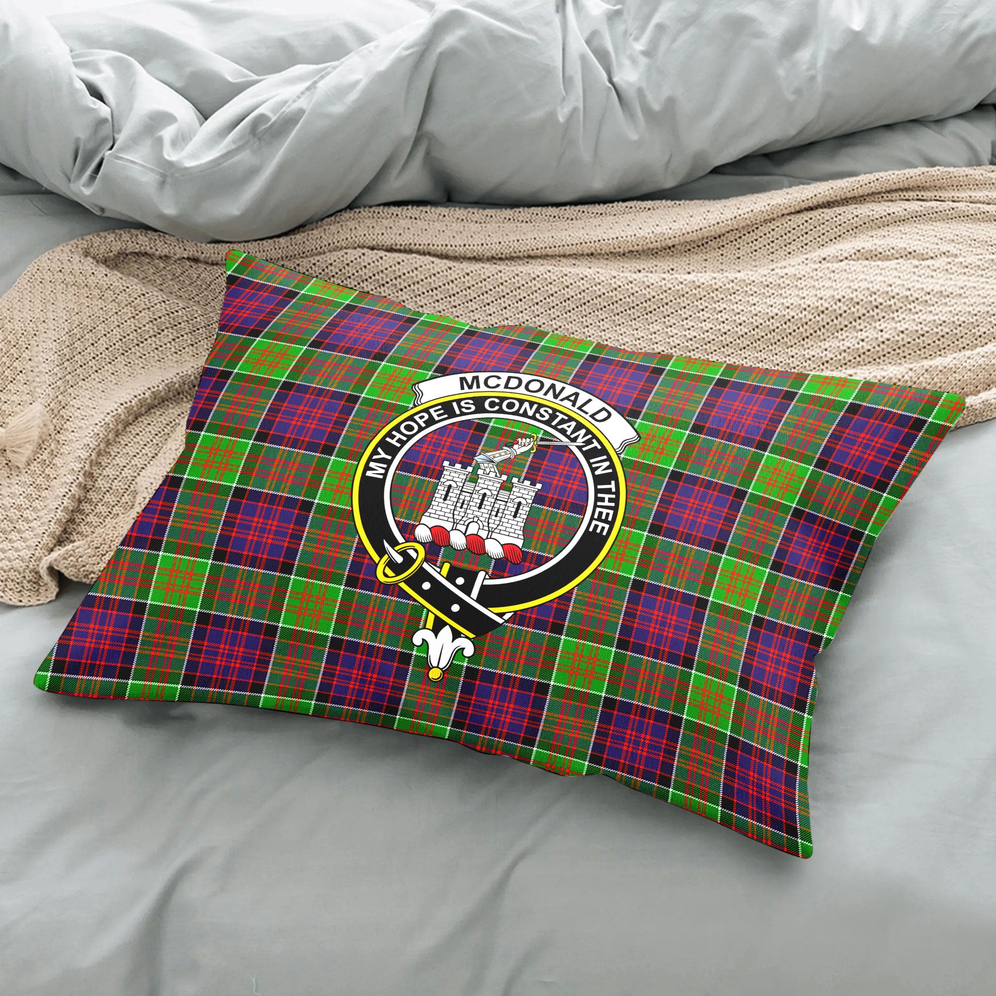 McDonald (Clan Ranald) Tartan Crest Pillow Cover