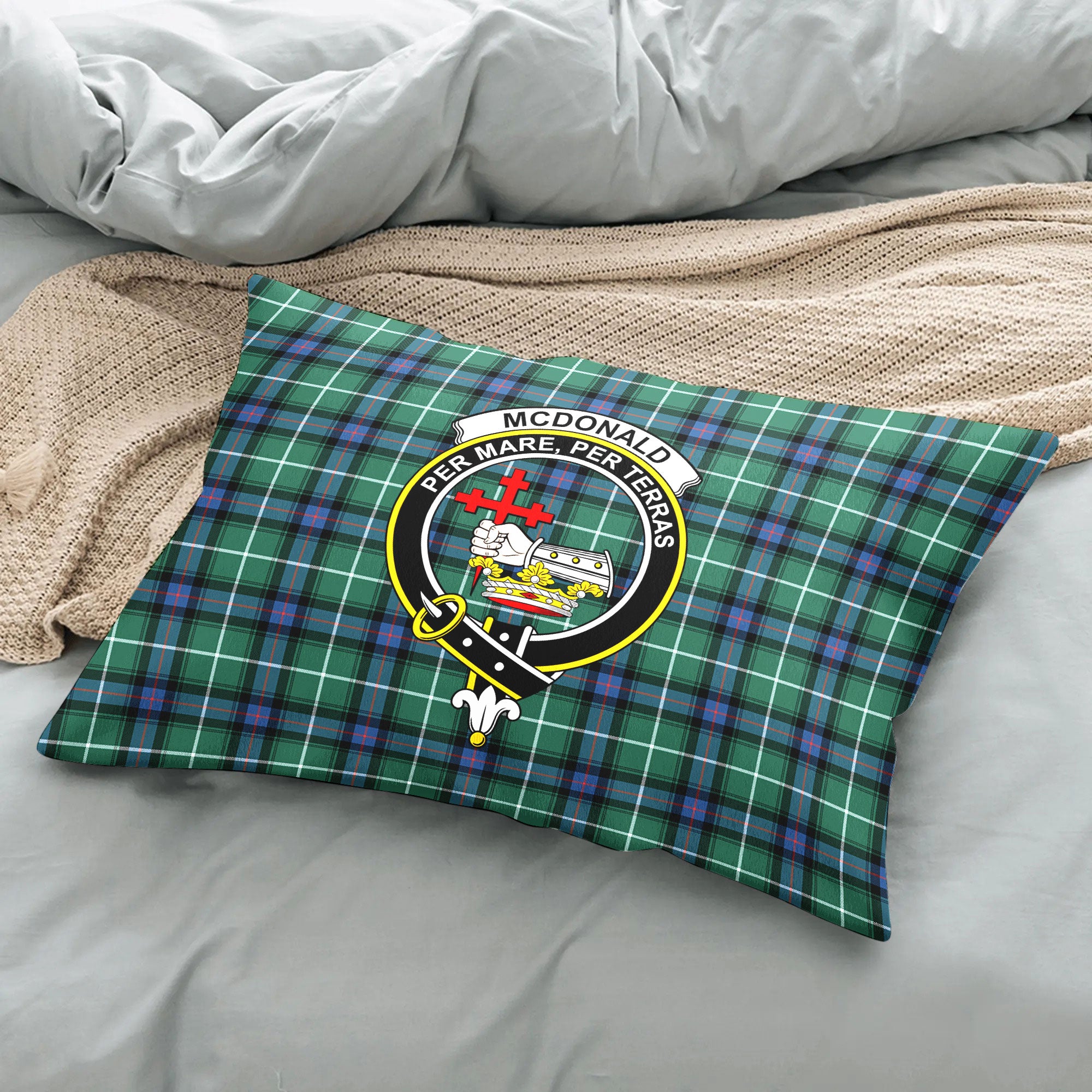 McDonald of the Isles Hunting Ancient Tartan Crest Pillow Cover