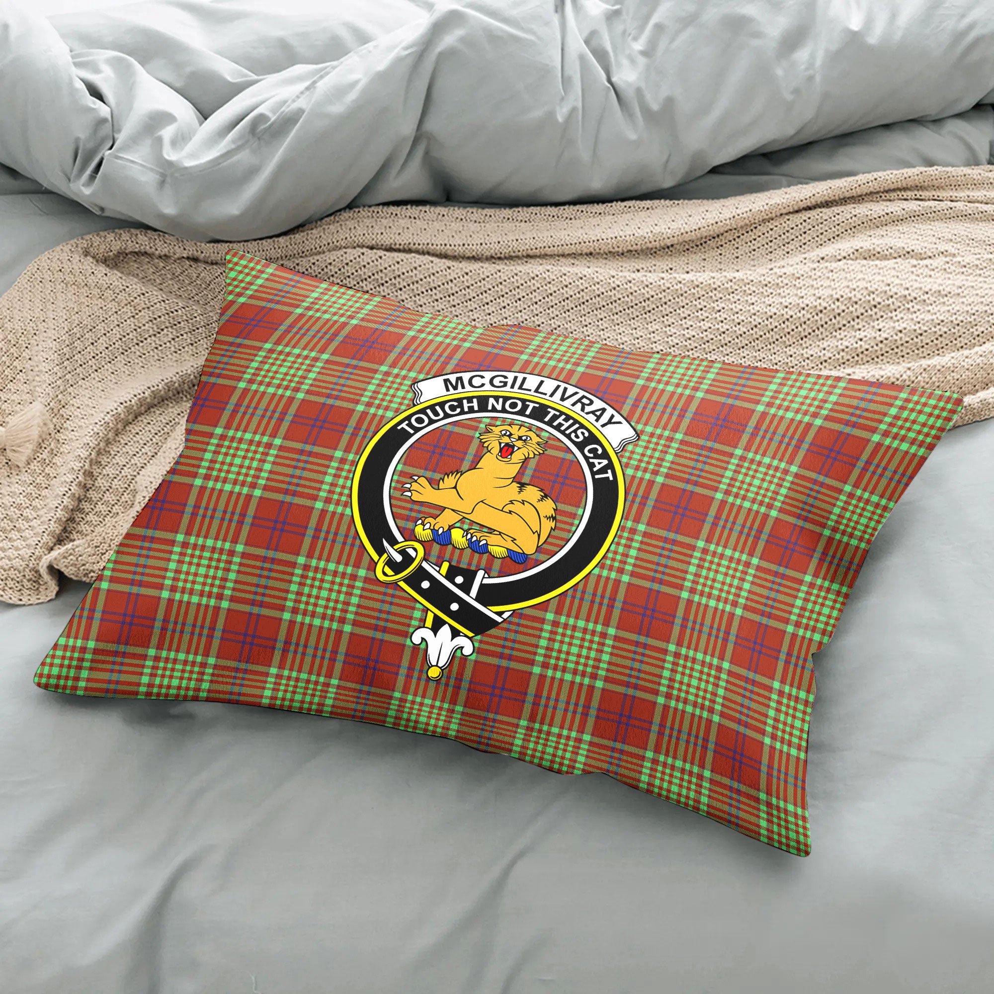 McGillivray Hunting Ancient Tartan Crest Pillow Cover