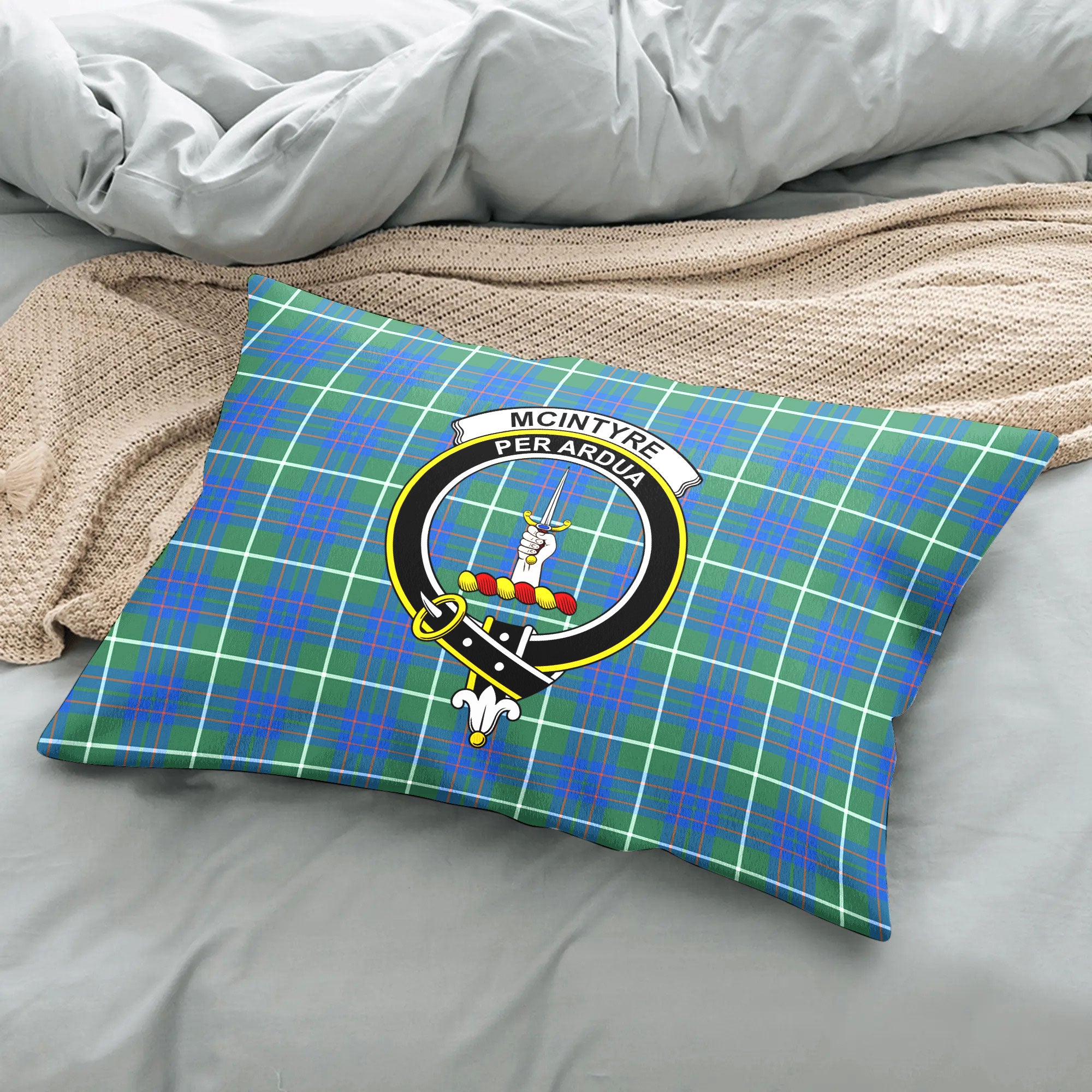 McIntyre Hunting Ancient Tartan Crest Pillow Cover