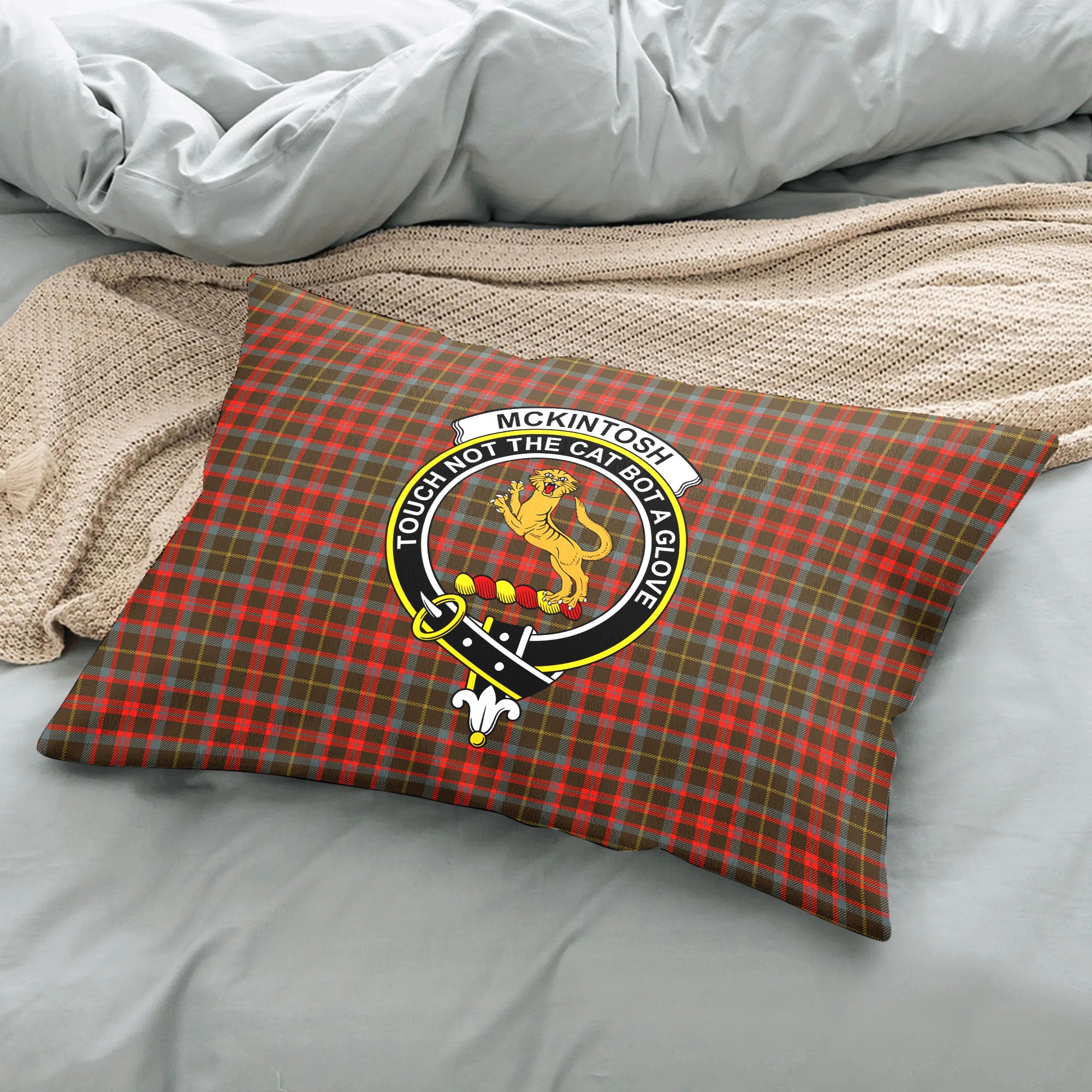 McKintosh Hunting Weathered Tartan Crest Pillow Cover