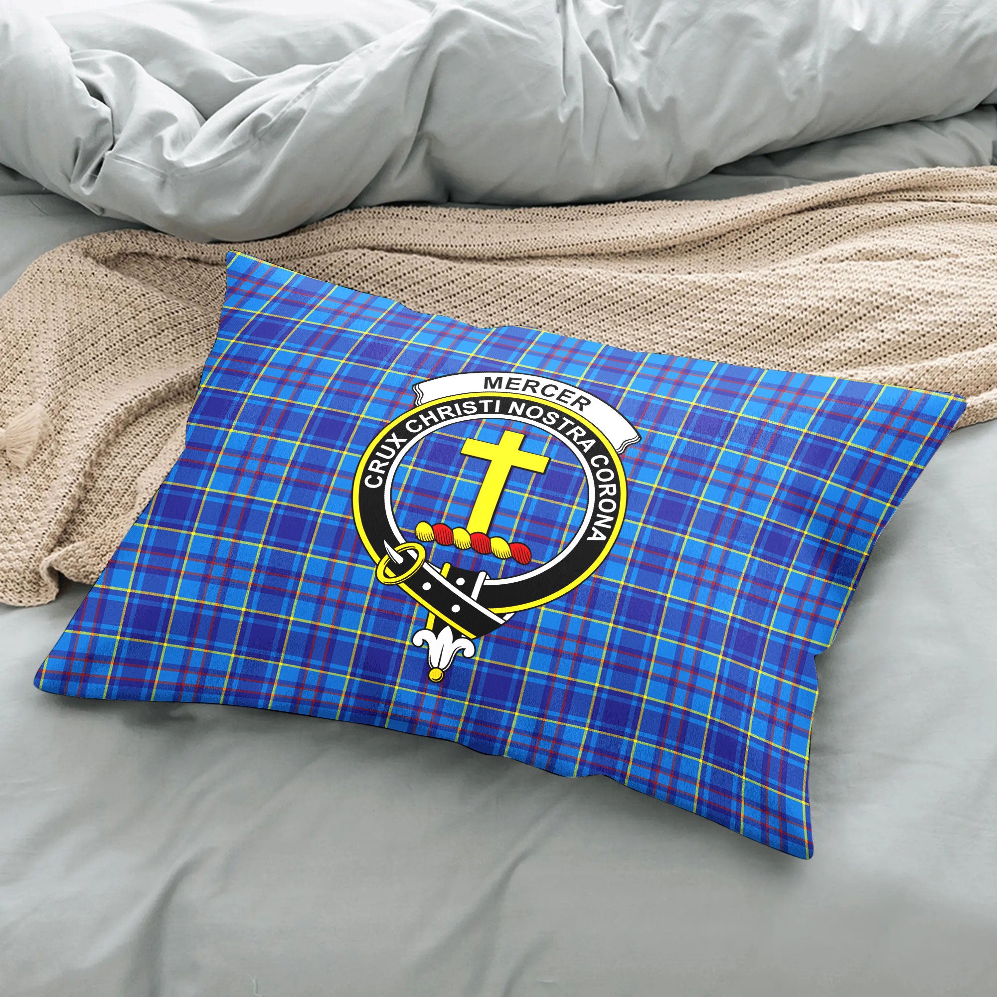 Mercer Modern Tartan Crest Pillow Cover