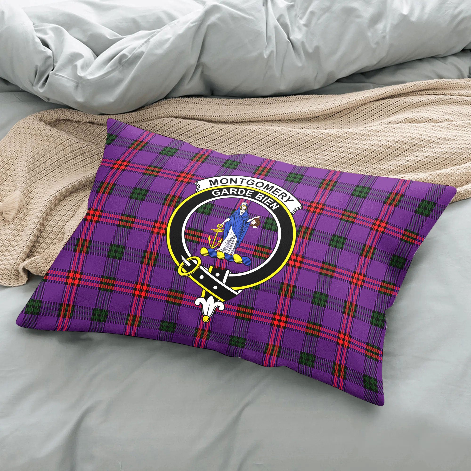 Montgomery Modern Tartan Crest Pillow Cover