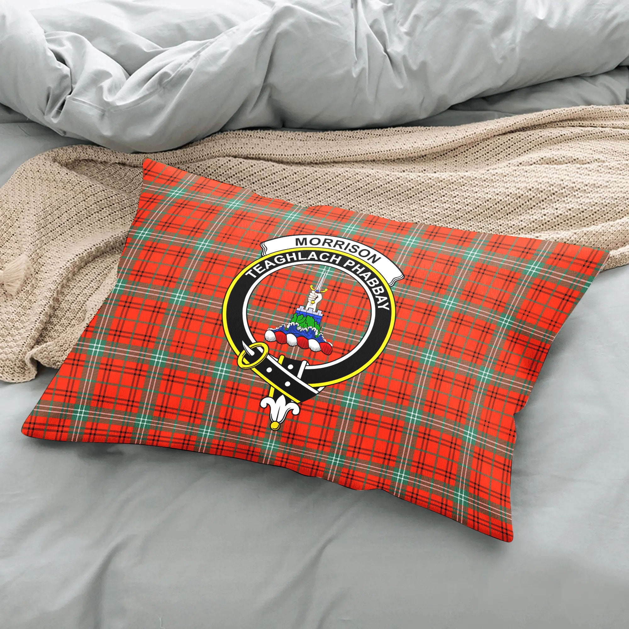 Morrison Red Ancient Tartan Crest Pillow Cover