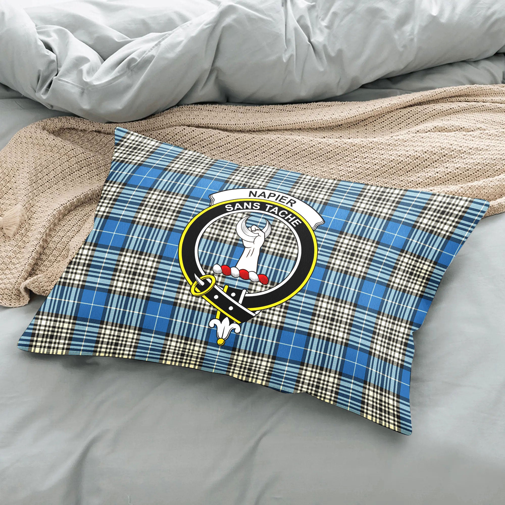 Napier Ancient Tartan Crest Pillow Cover