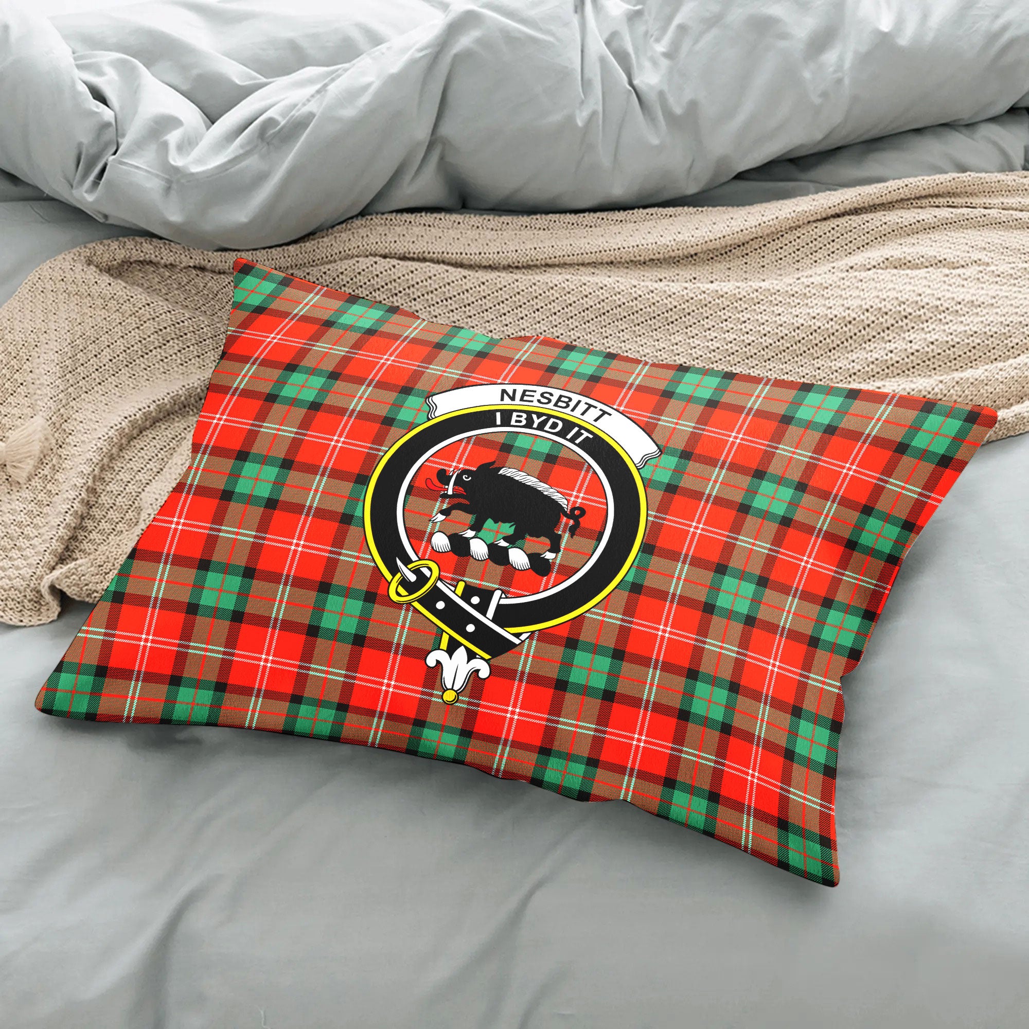 Nesbitt Ancient Tartan Crest Pillow Cover