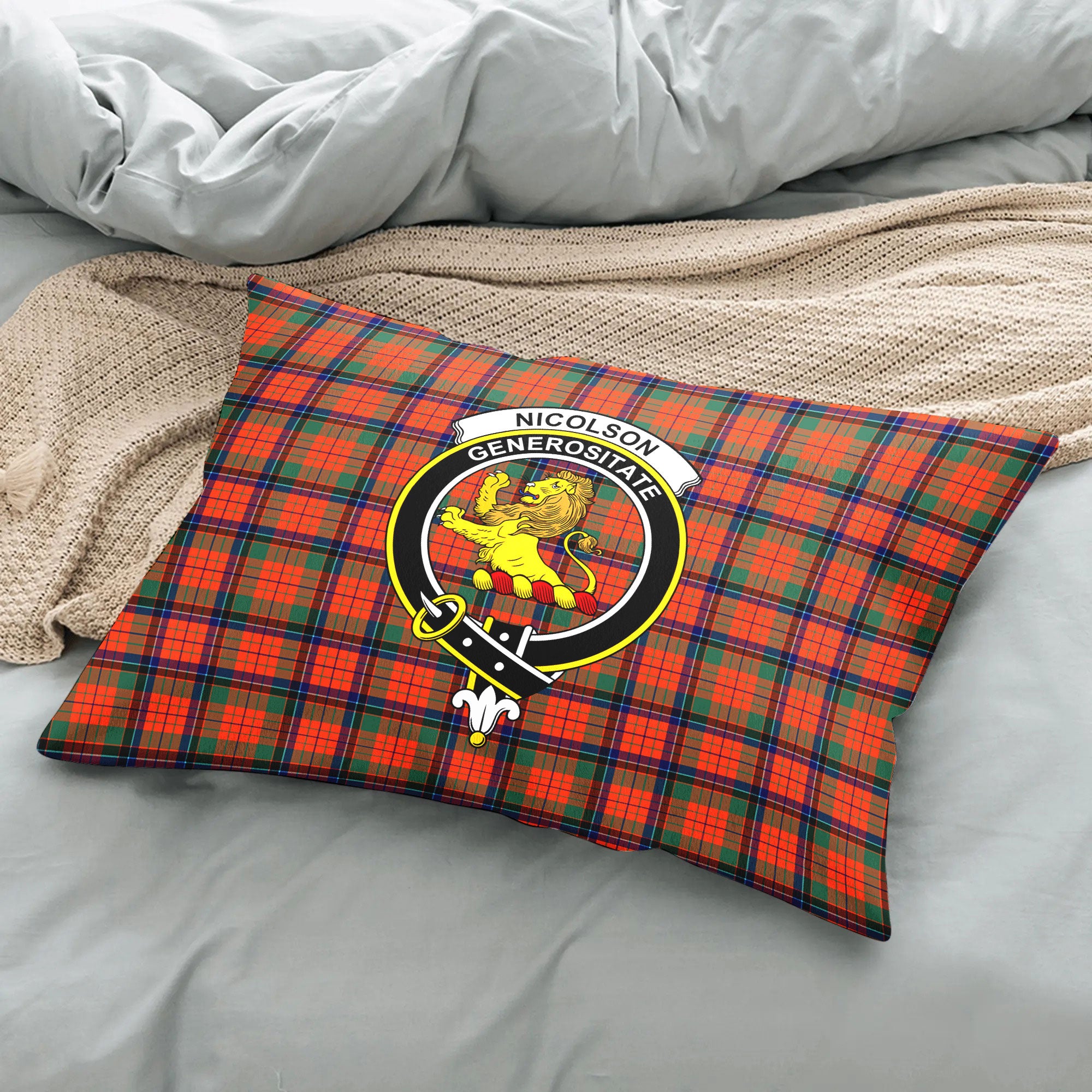 Nicolson Ancient Tartan Crest Pillow Cover