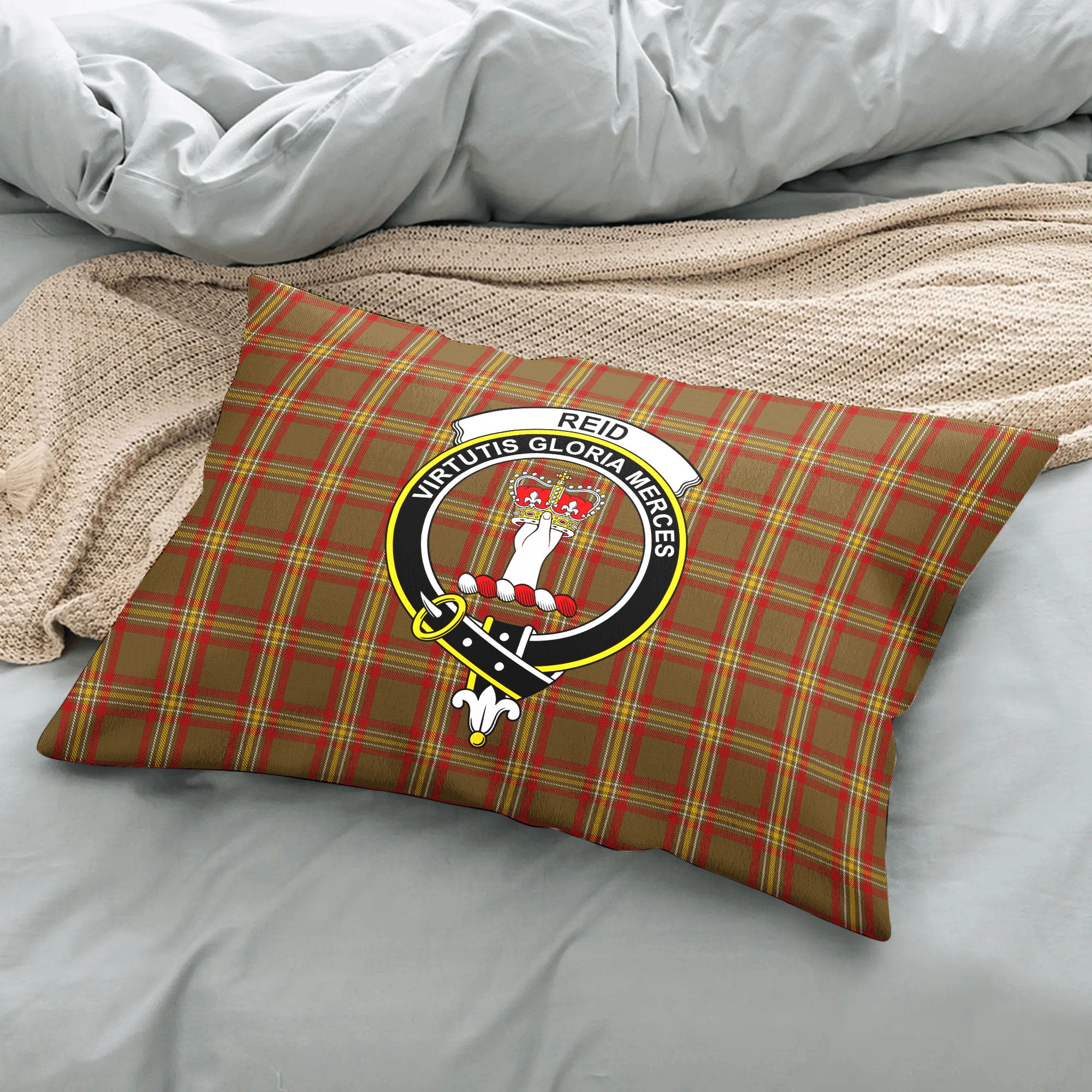 Reid Ancient Tartan Crest Pillow Cover