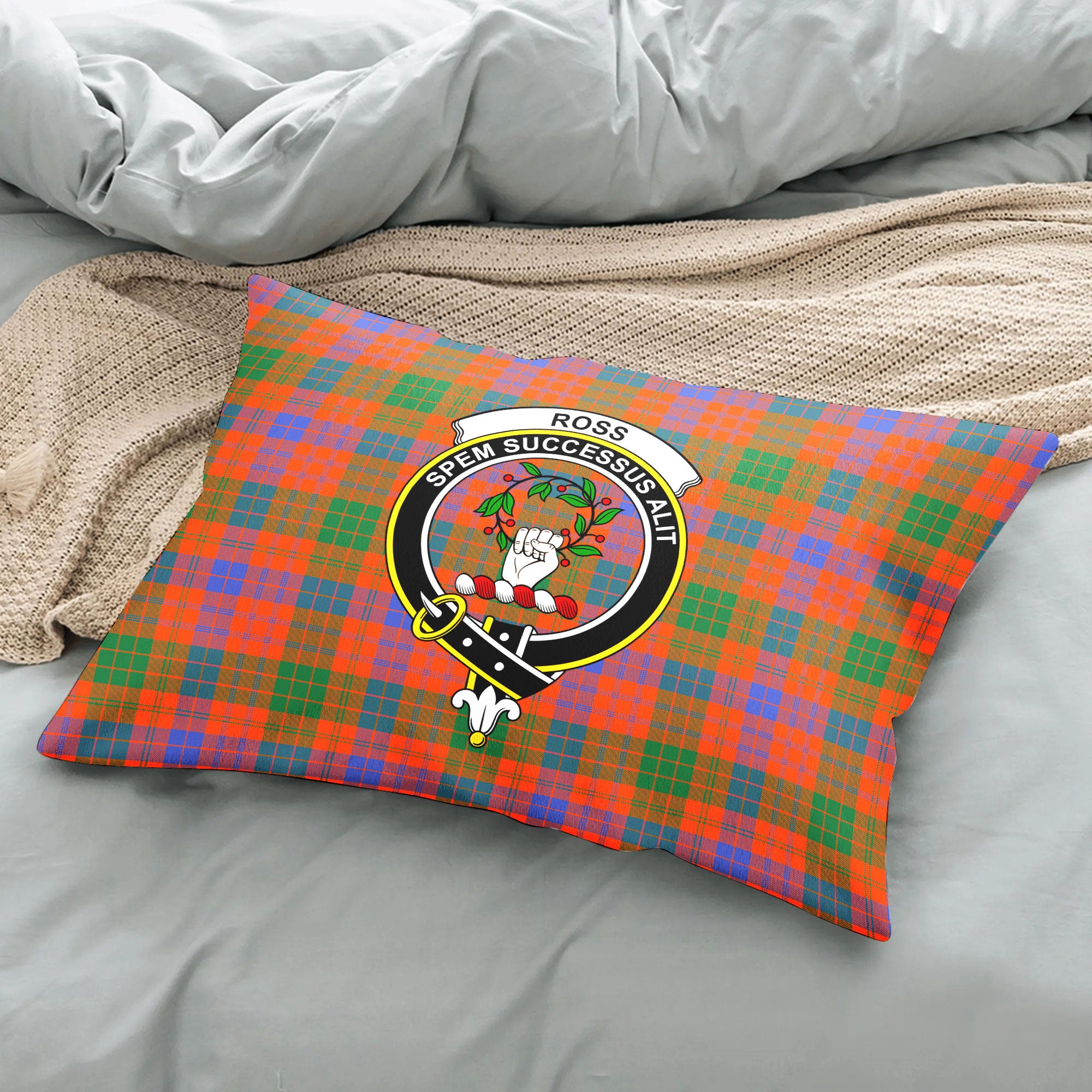 Ross Ancient Tartan Crest Pillow Cover