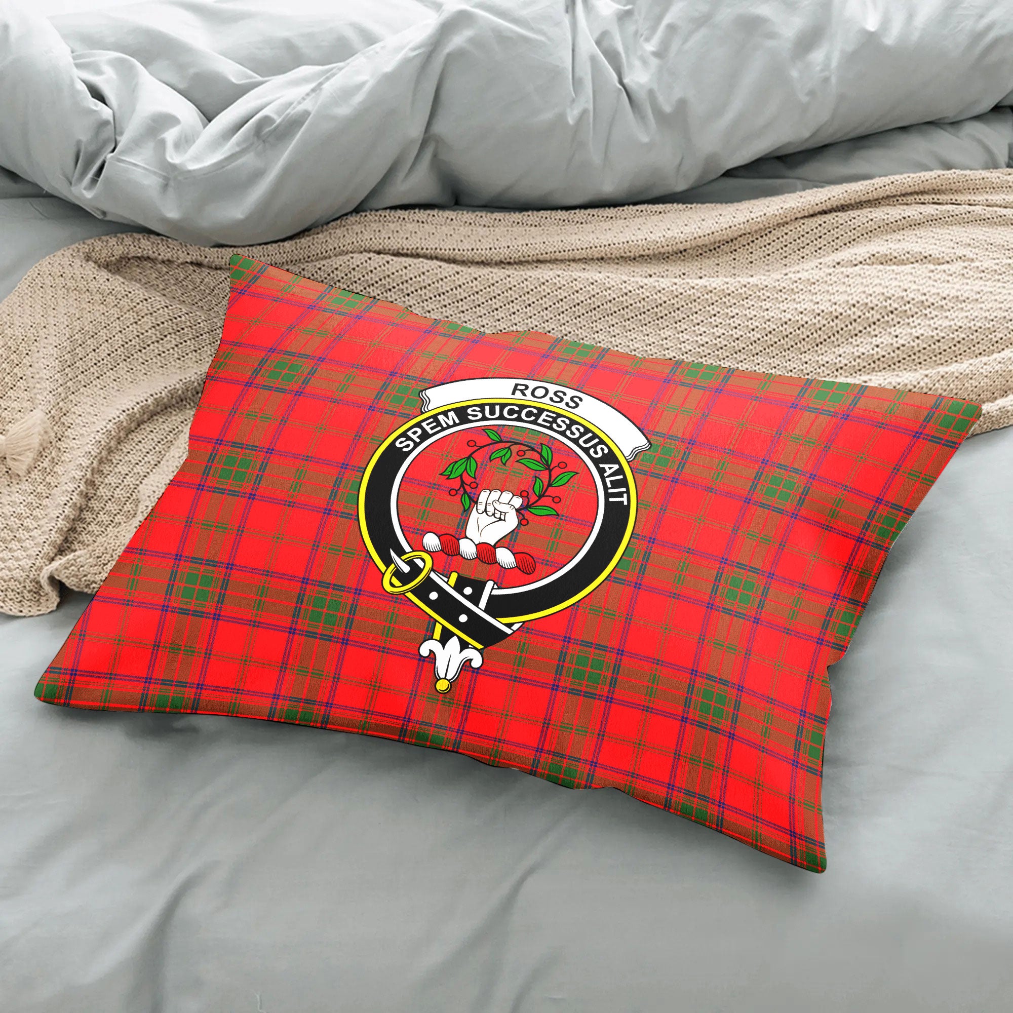 Ross Modern Tartan Crest Pillow Cover