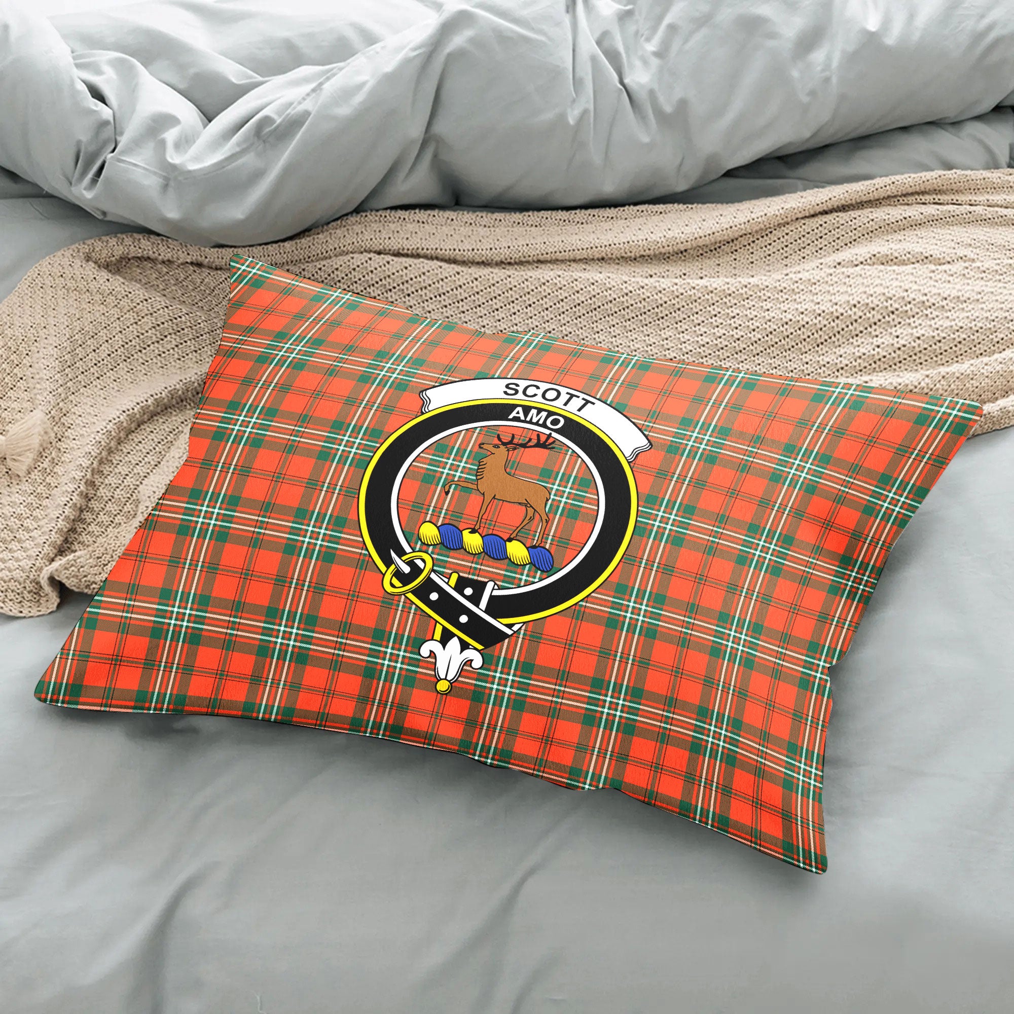 Scott Ancient Tartan Crest Pillow Cover