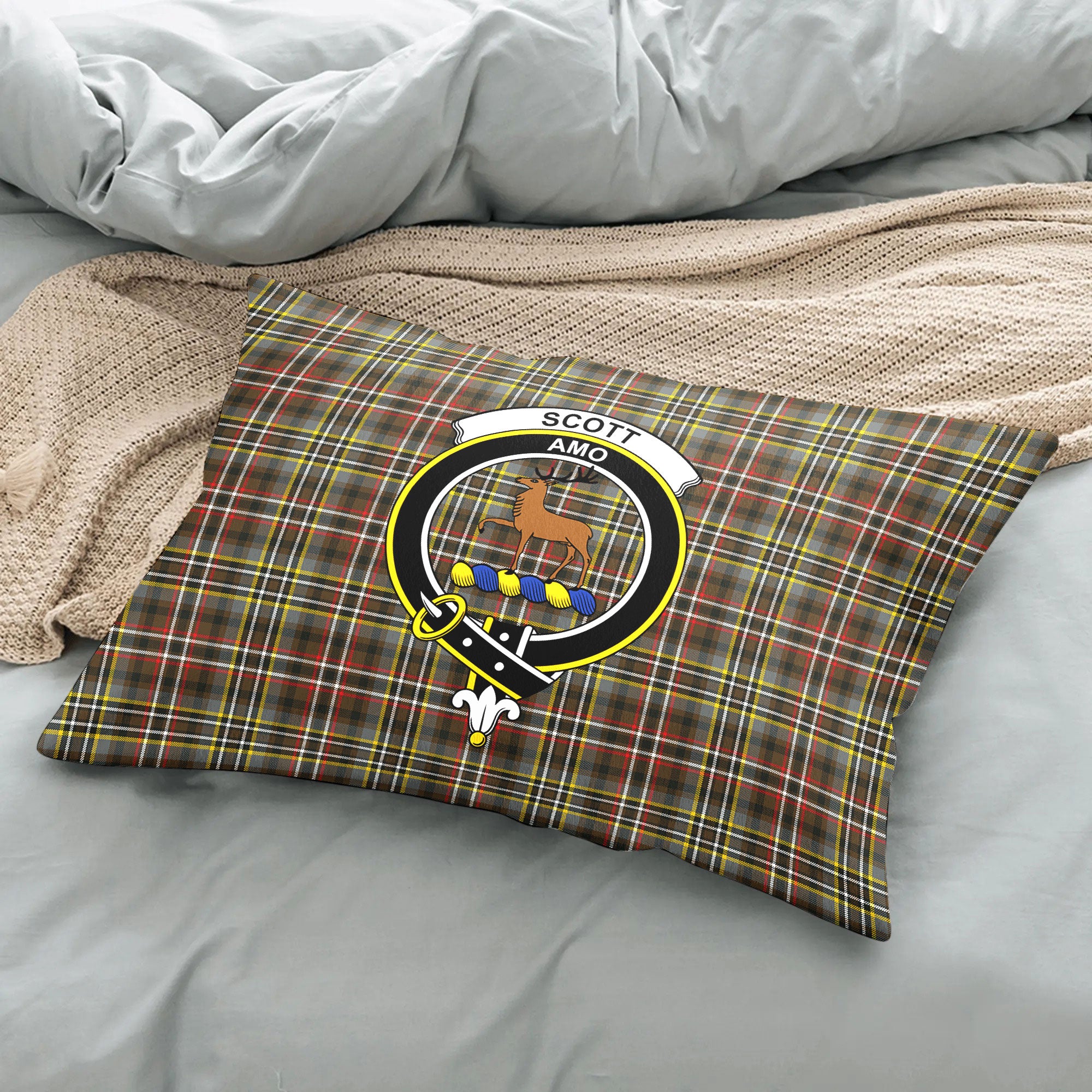 Scott Green Weathered Tartan Crest Pillow Cover