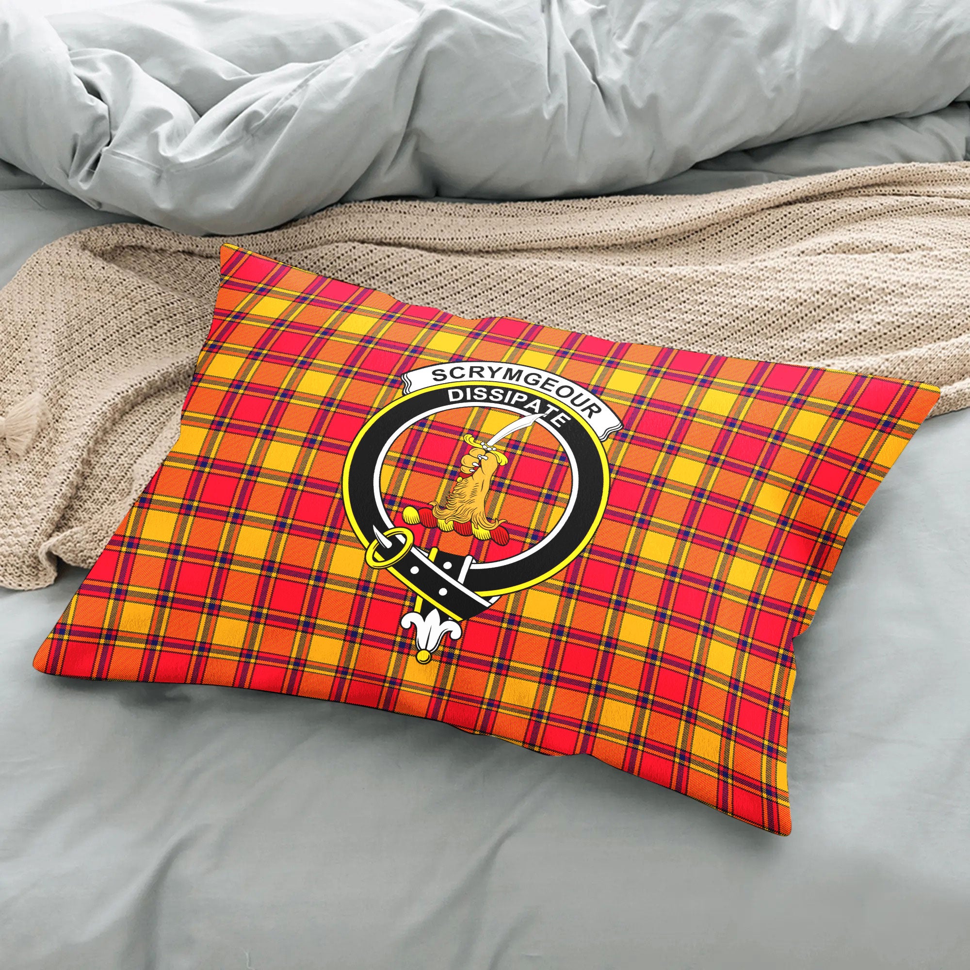 Scrymgeour Tartan Crest Pillow Cover