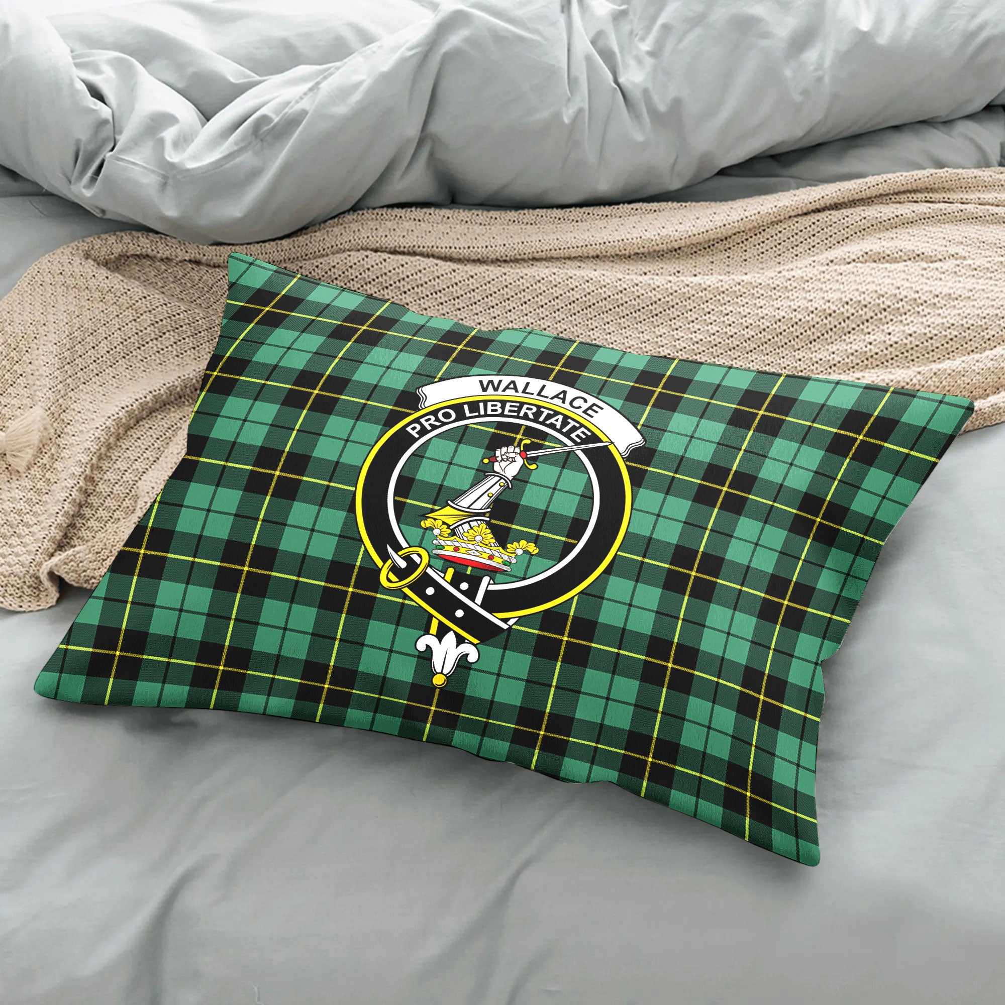 Wallace Hunting Ancient Tartan Crest Pillow Cover