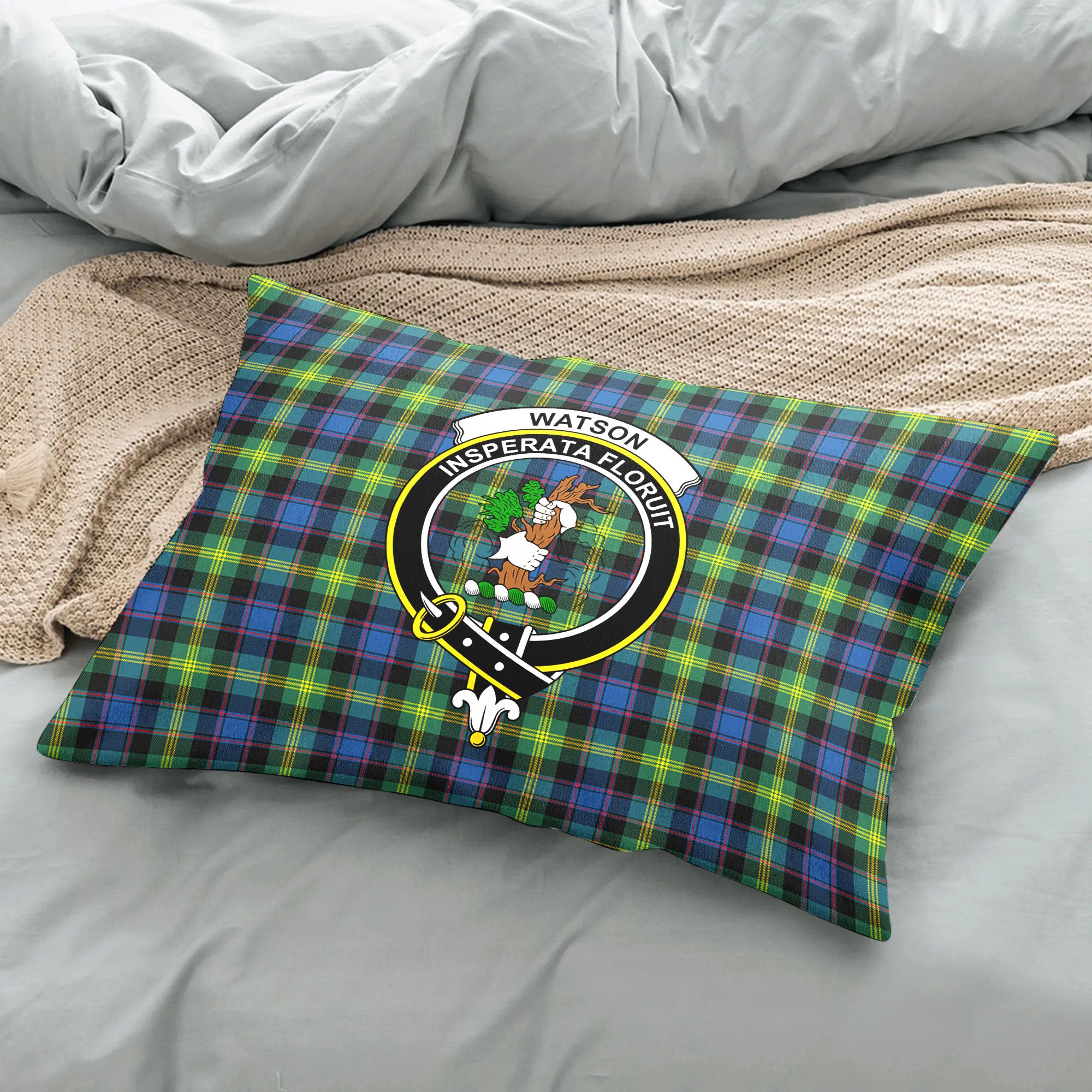 Watson Ancient Tartan Crest Pillow Cover