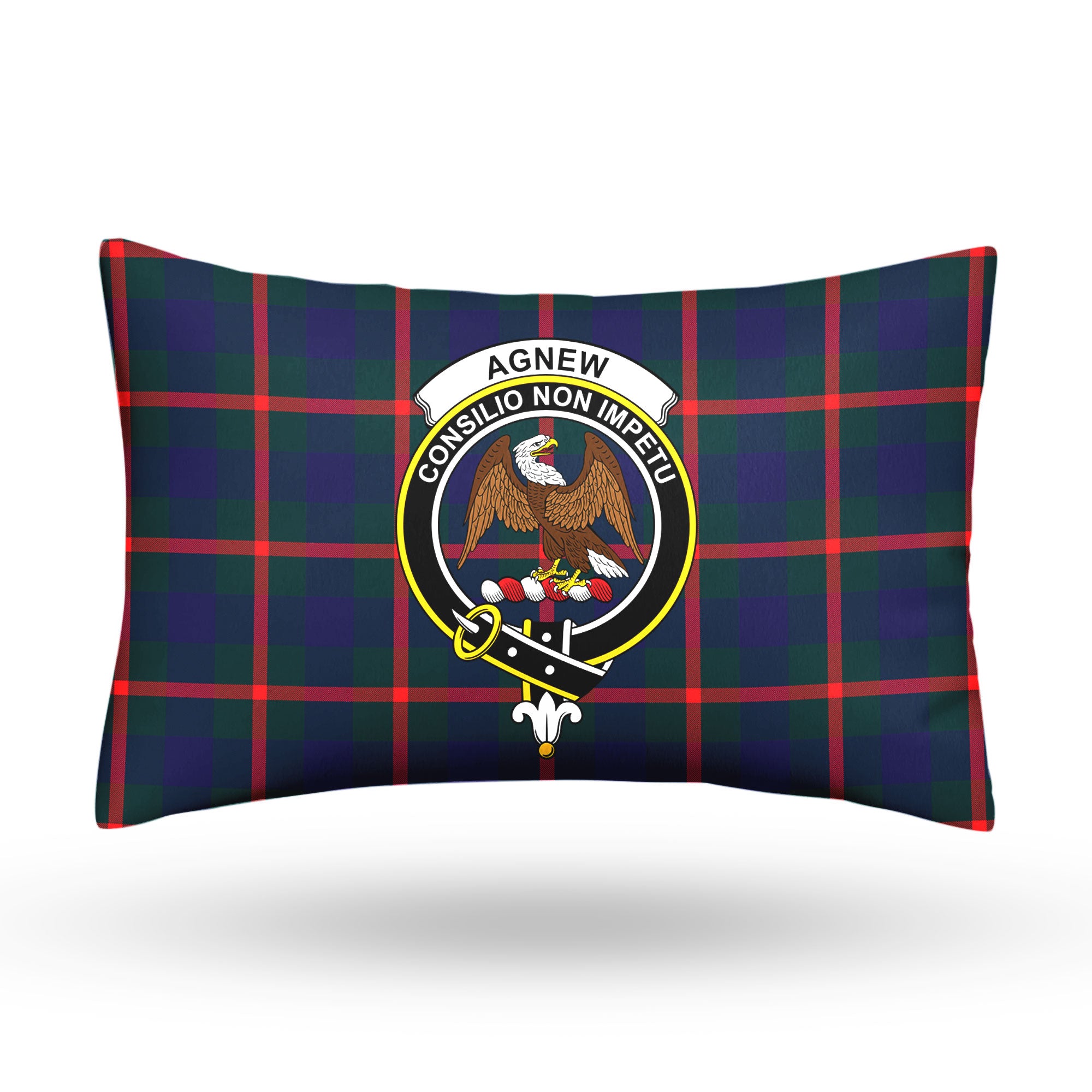 Agnew Modern Tartan Crest Pillow Cover