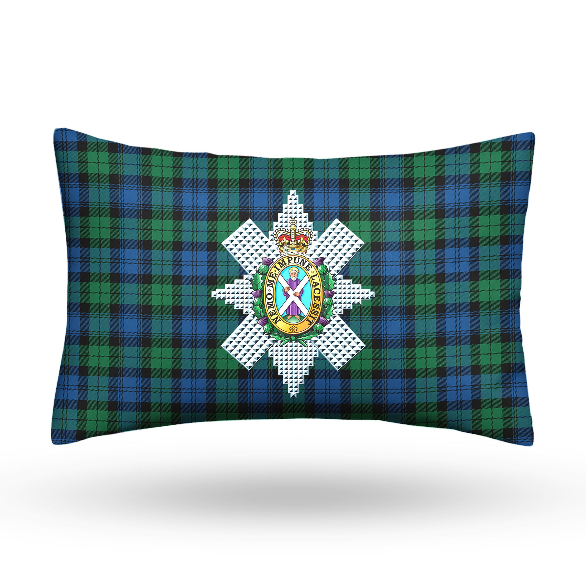 Black Watch Ancient Tartan Crest Pillow Cover