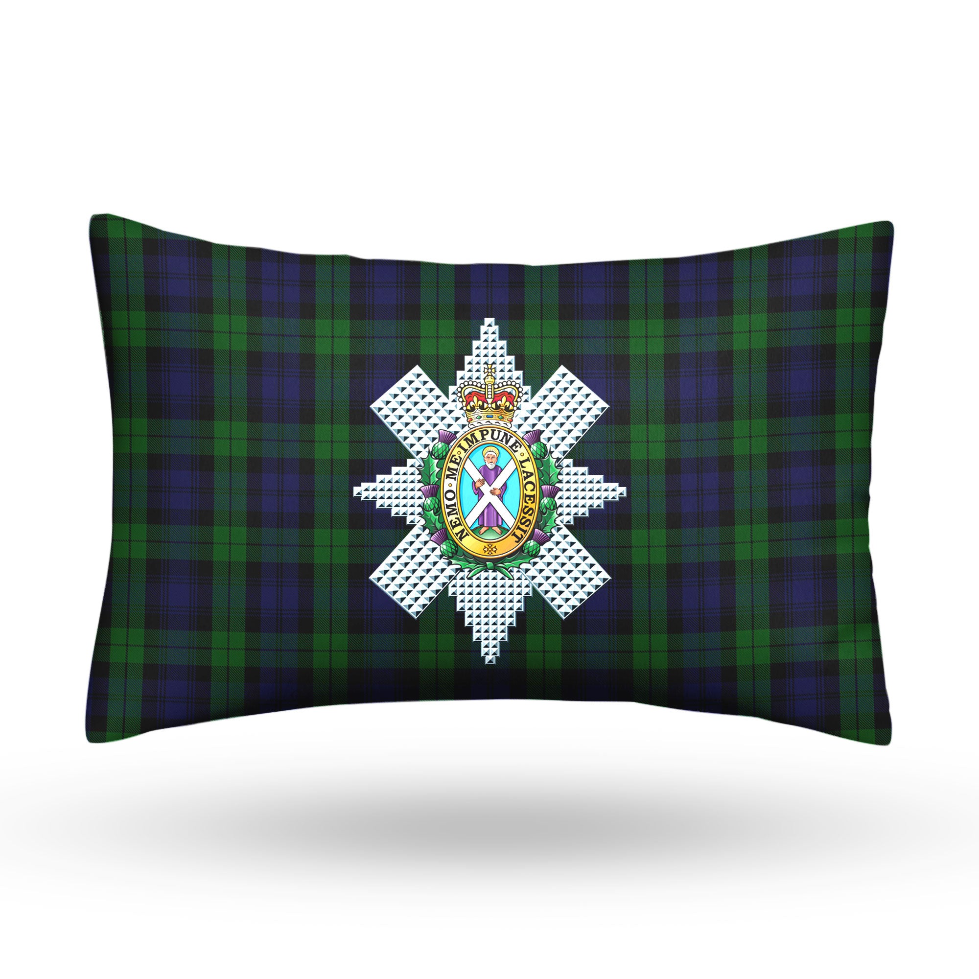 Black Watch Tartan Crest Pillow Cover