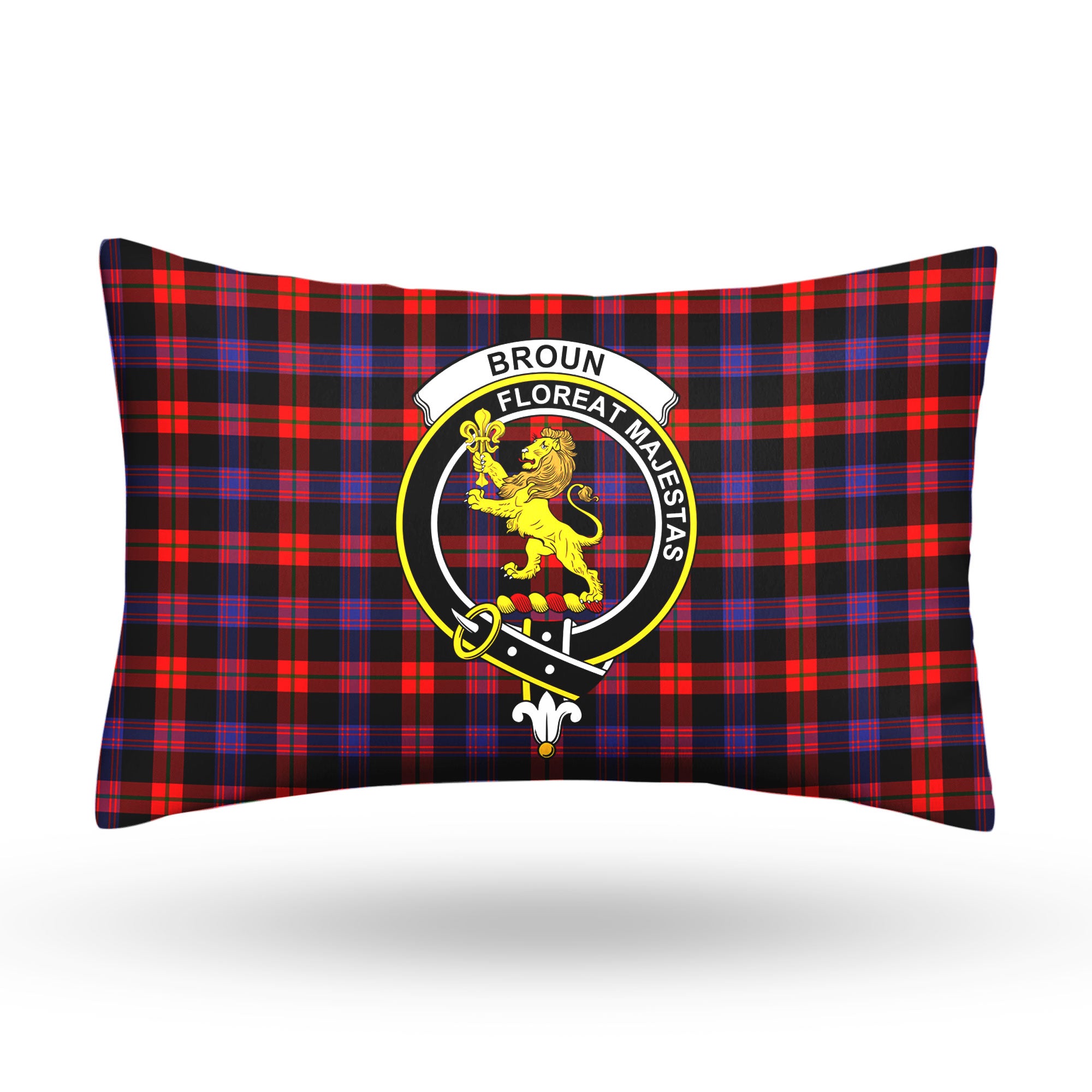 Broun Modern Tartan Crest Pillow Cover