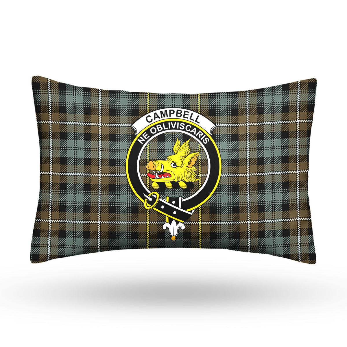 Campbell Argyll Weathered Tartan Crest Pillow Cover