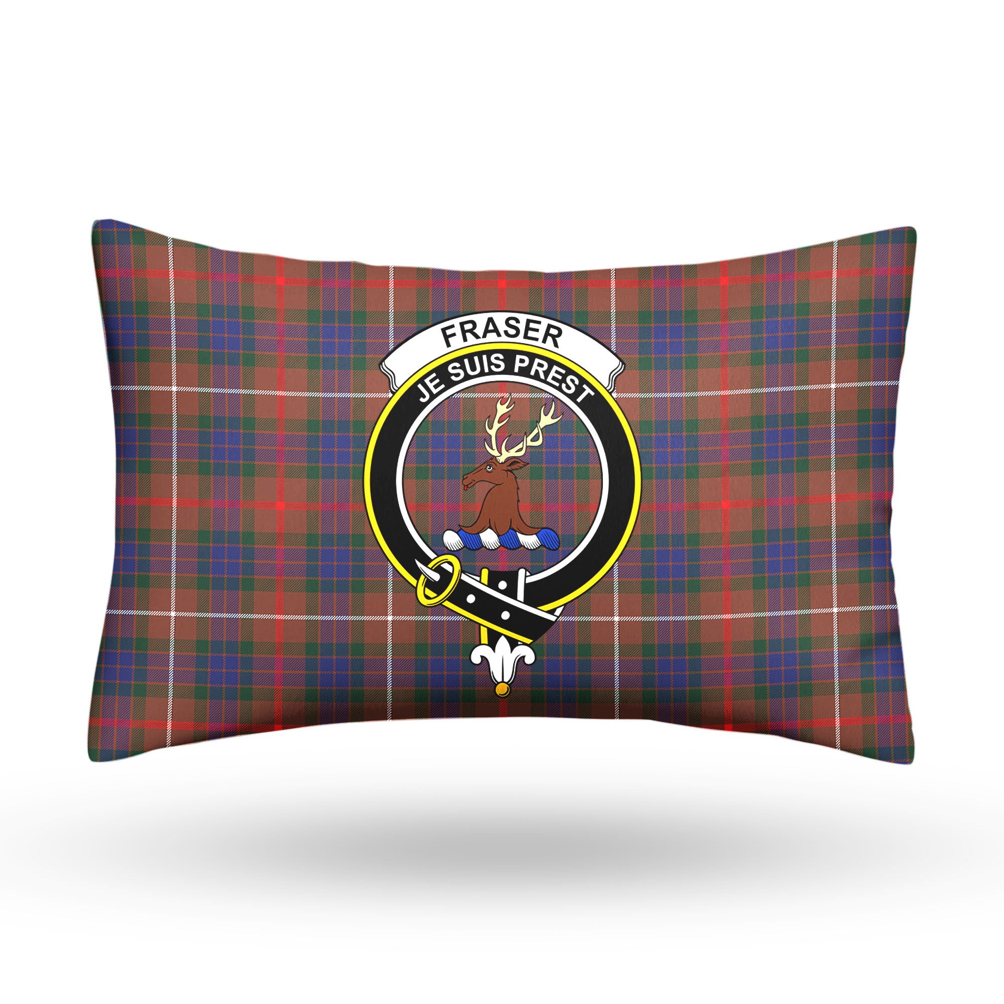 Fraser (of Lovat) Hunting Modern Tartan Crest Pillow Cover