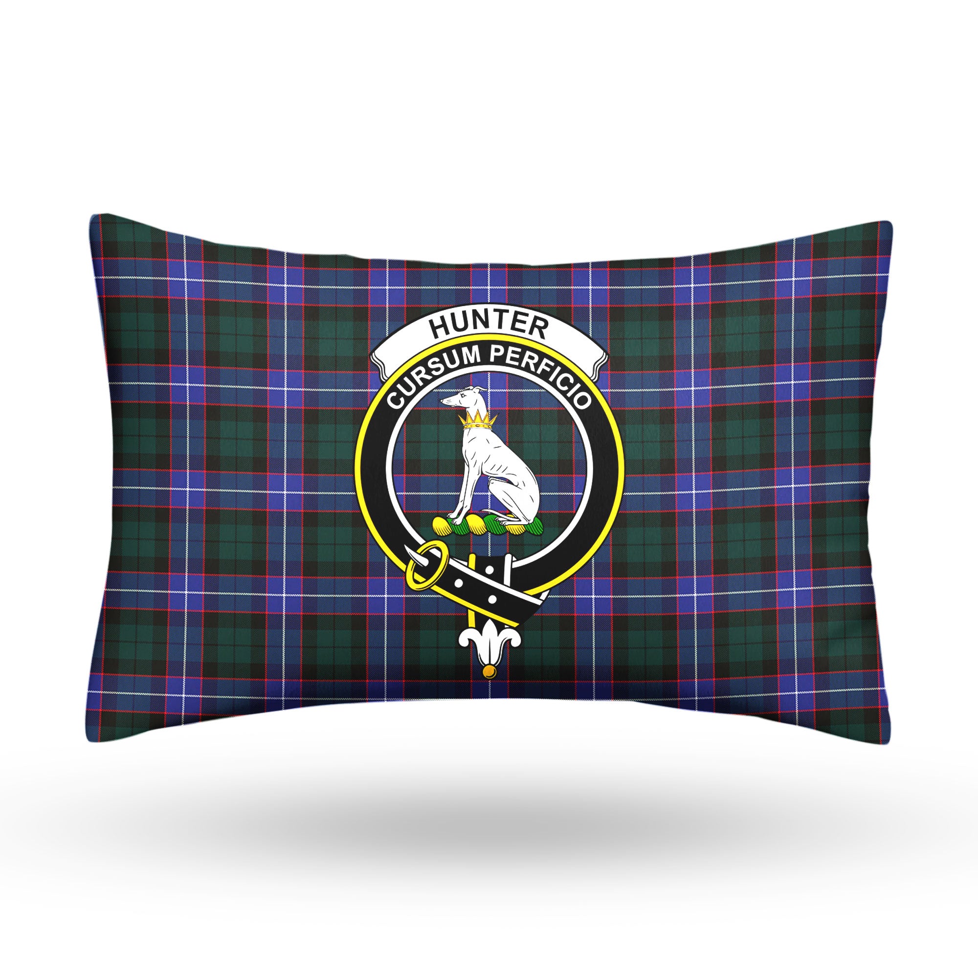 Hunter Modern Tartan Crest Pillow Cover