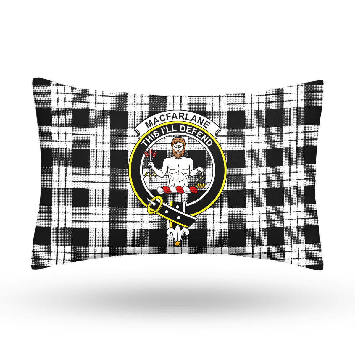 MacFarlane Black - White Tartan Crest Pillow Cover