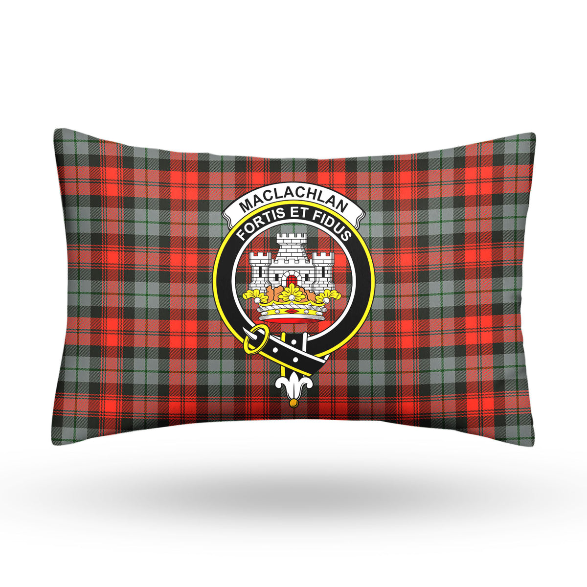 MacLachlan Weathered Tartan Crest Pillow Cover