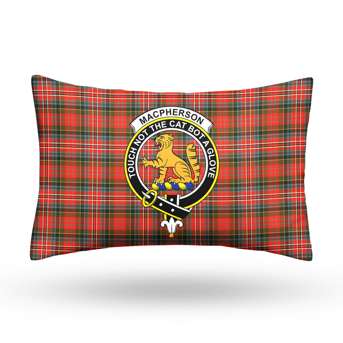 MacPherson Weathered Tartan Crest Pillow Cover