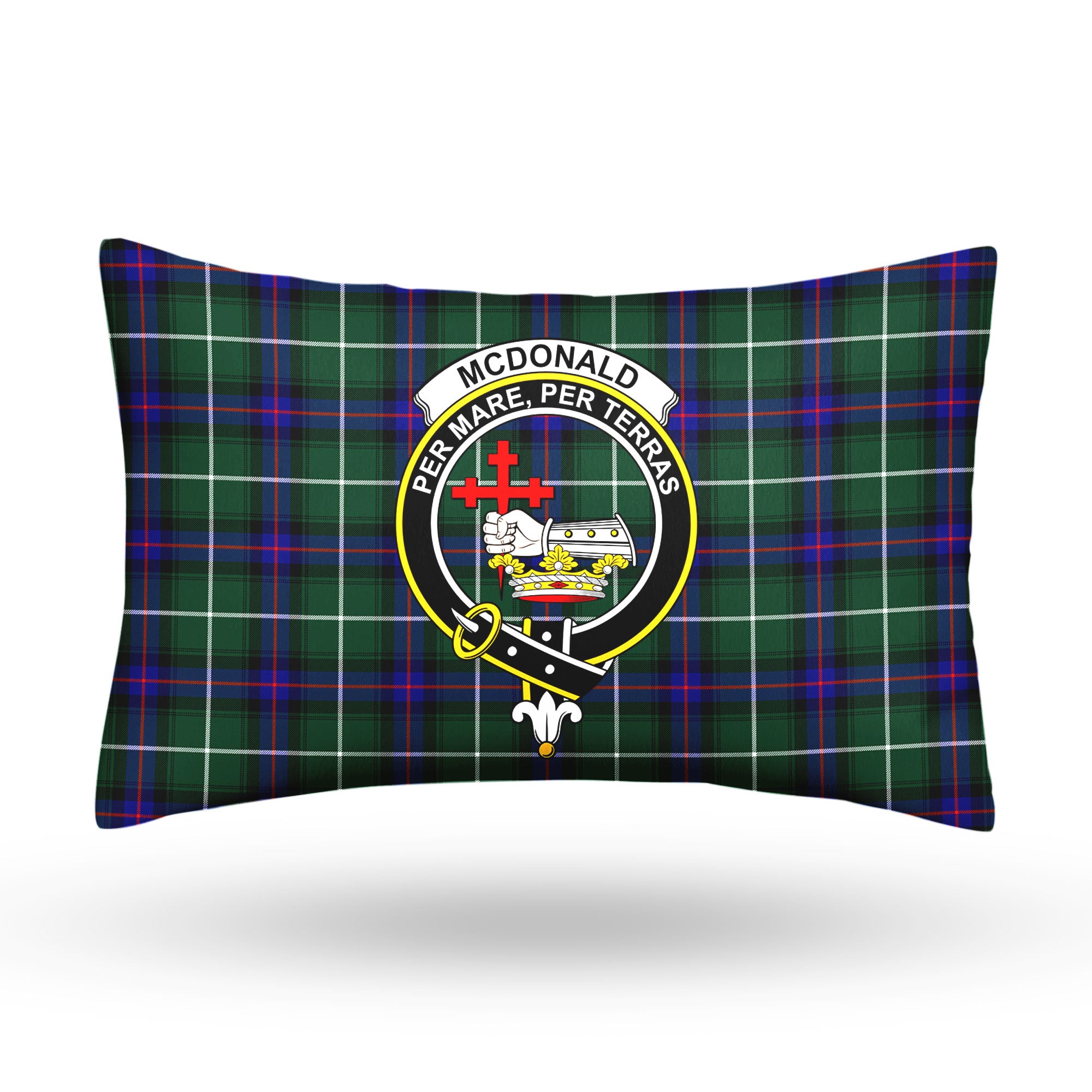 McDonald of the Isles Hunting Modern Tartan Crest Pillow Cover