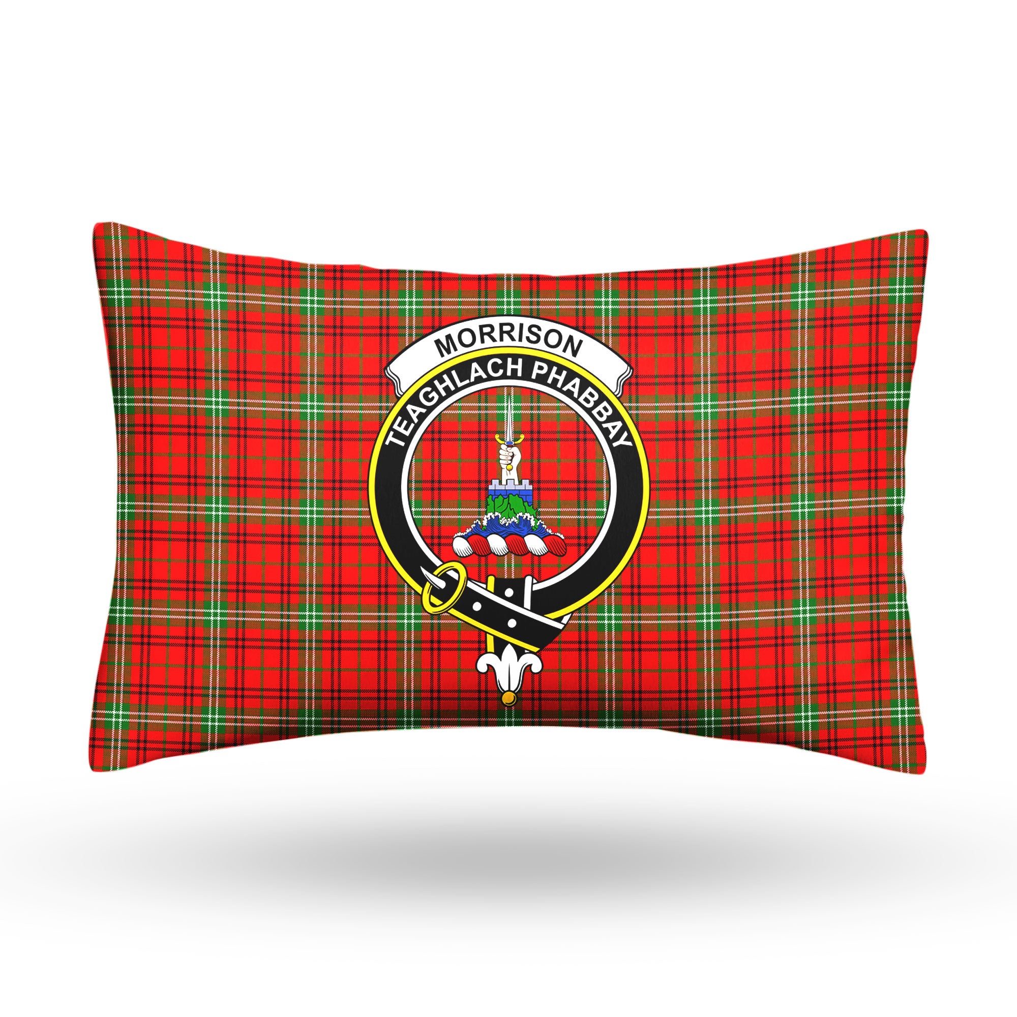 Morrison Red Modern Tartan Crest Pillow Cover