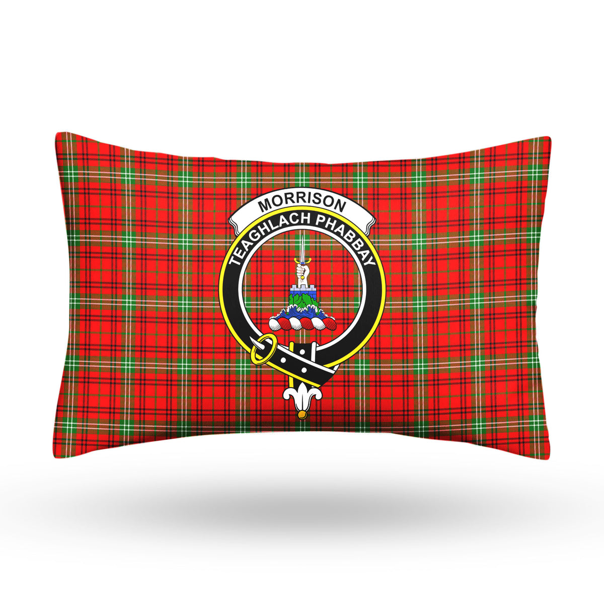 Morrison Red Modern Tartan Crest Pillow Cover