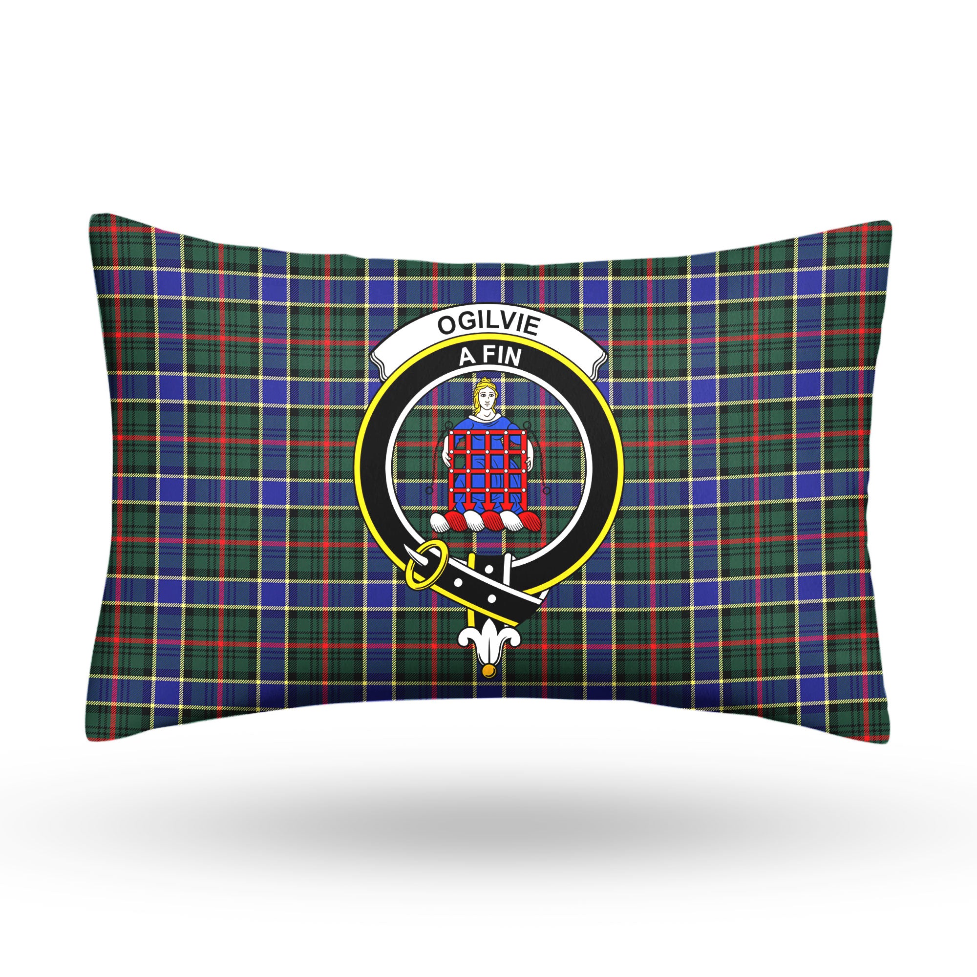 Ogilvie Hunting Modern Tartan Crest Pillow Cover